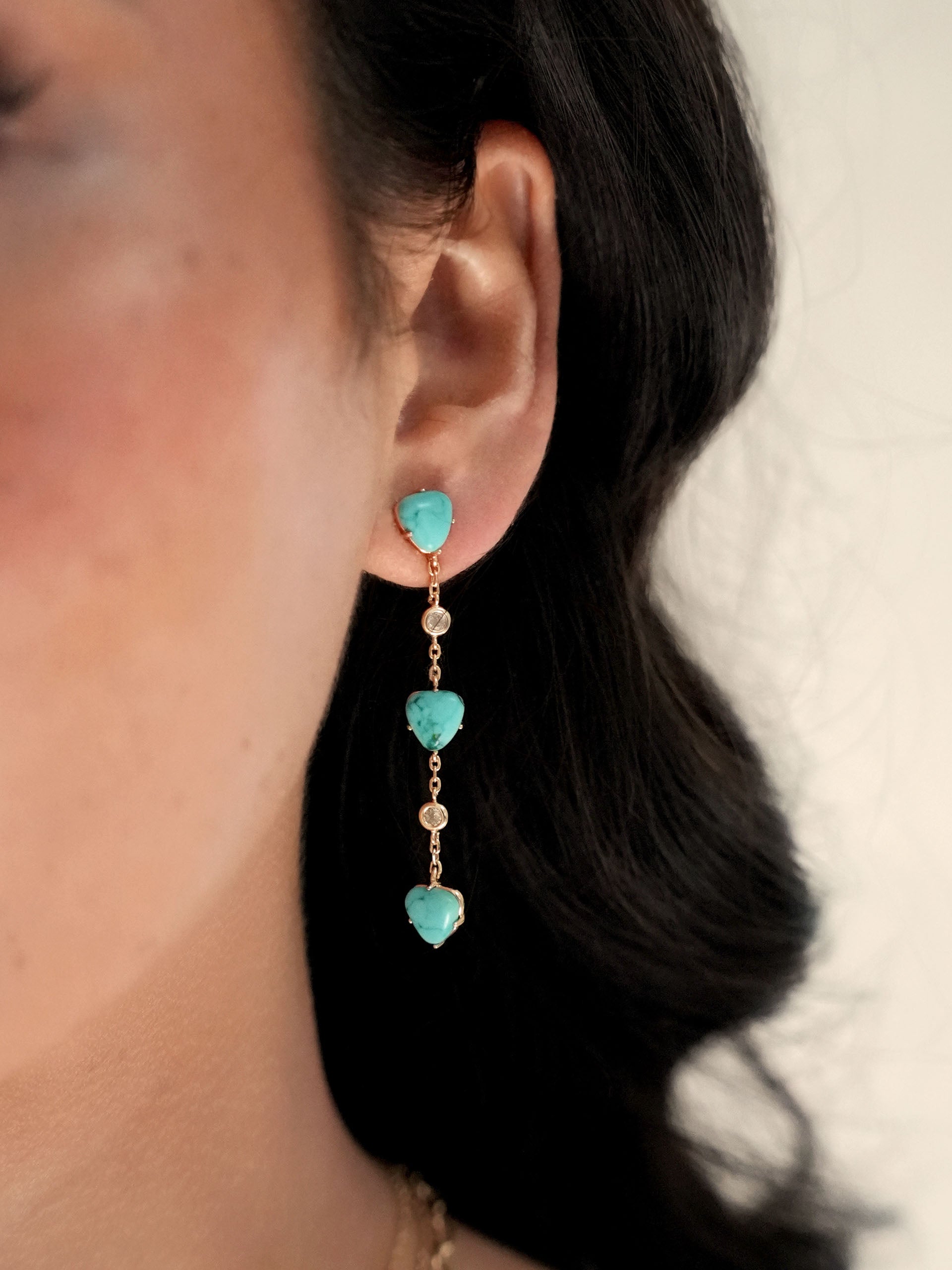 Turquoise Solstice Dangle Earrings on model