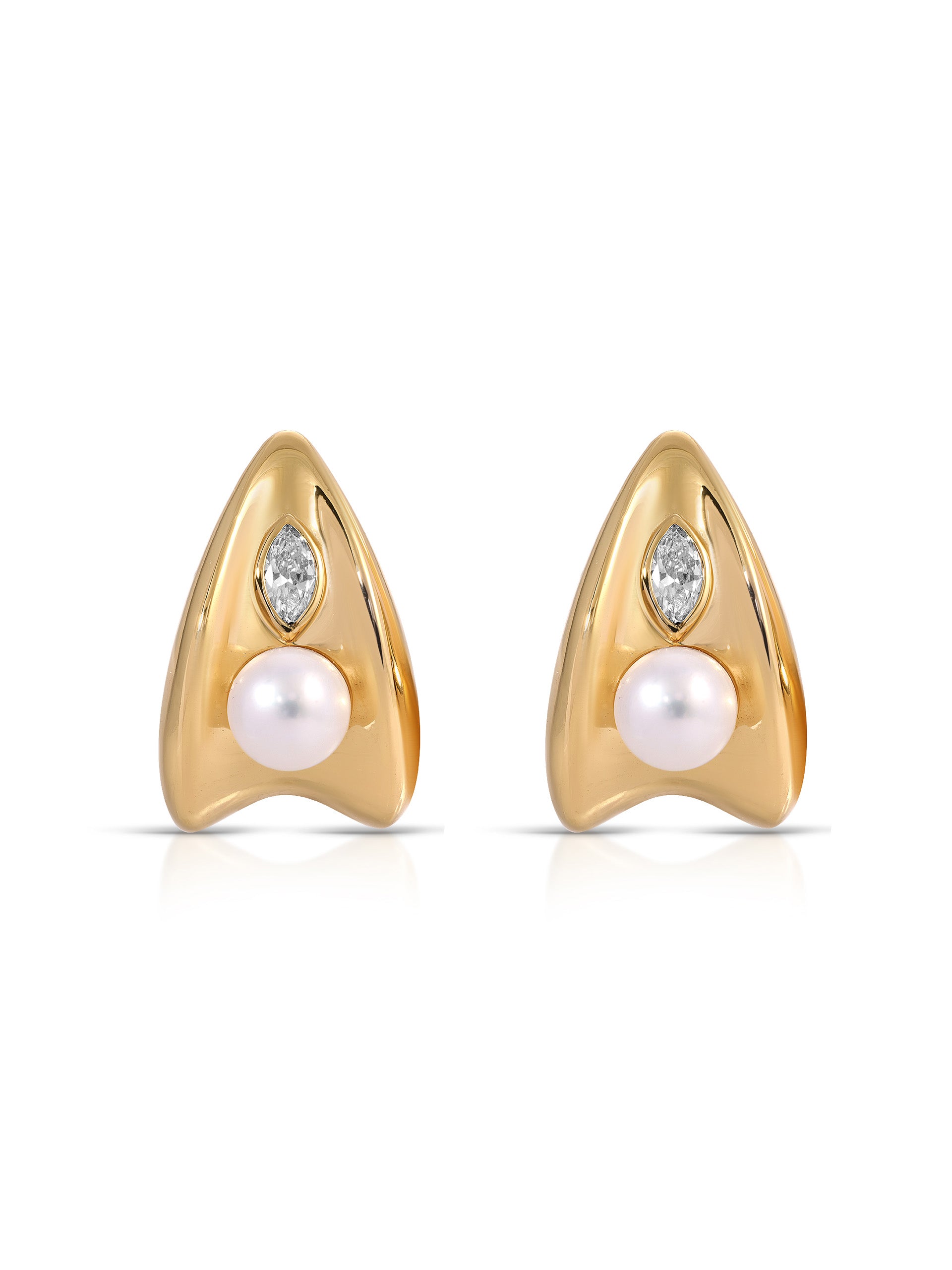Soft Curve Earrings Clear Crystal with 18k Gold Plating 2