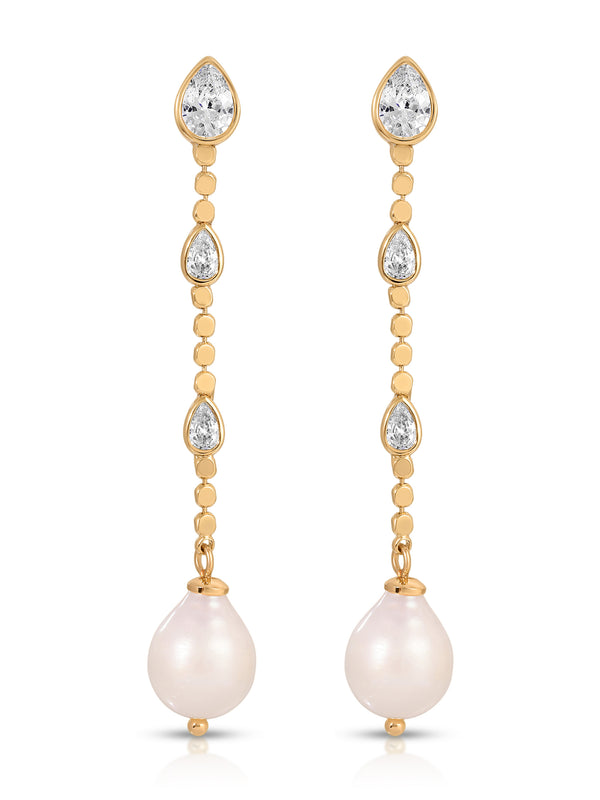 Droplet Crystal and Pearl Earring