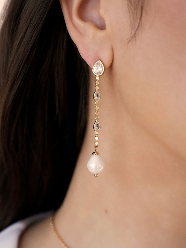 Droplet Crystal and Pearl Earring Second