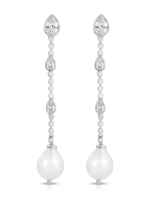 Droplet Crystal and Pearl Earring