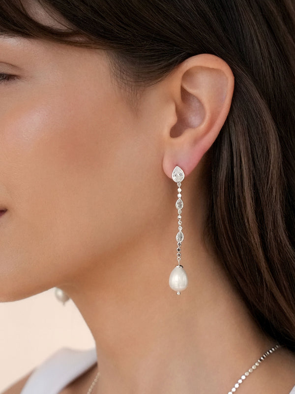 Droplet Crystal and Pearl Earring Second