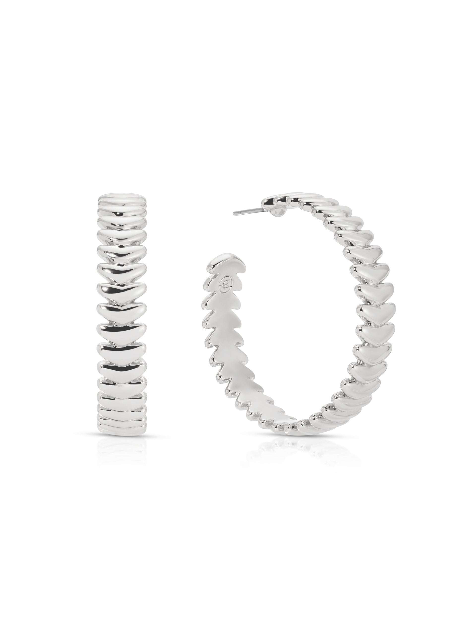 Large Metal Moderna Hoops Silver Plated 3