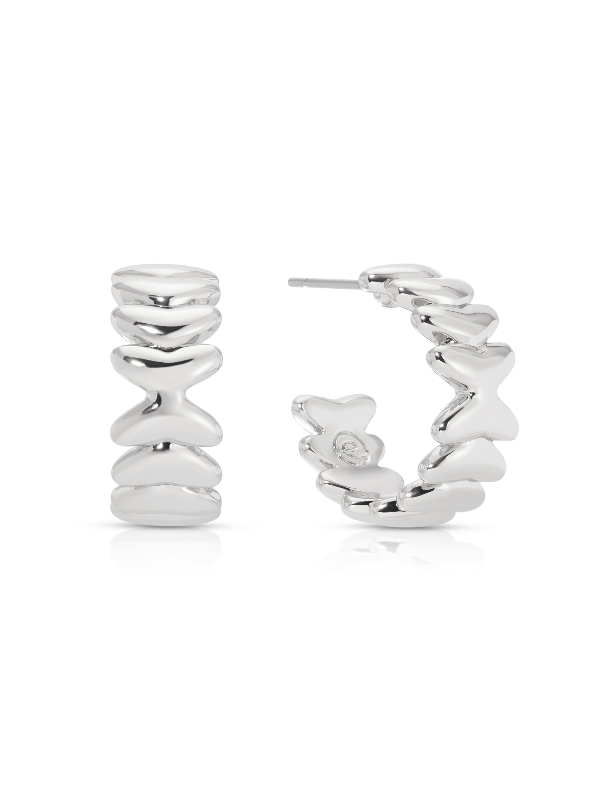 Small Metal Moderna Hoops Silver Plated 3