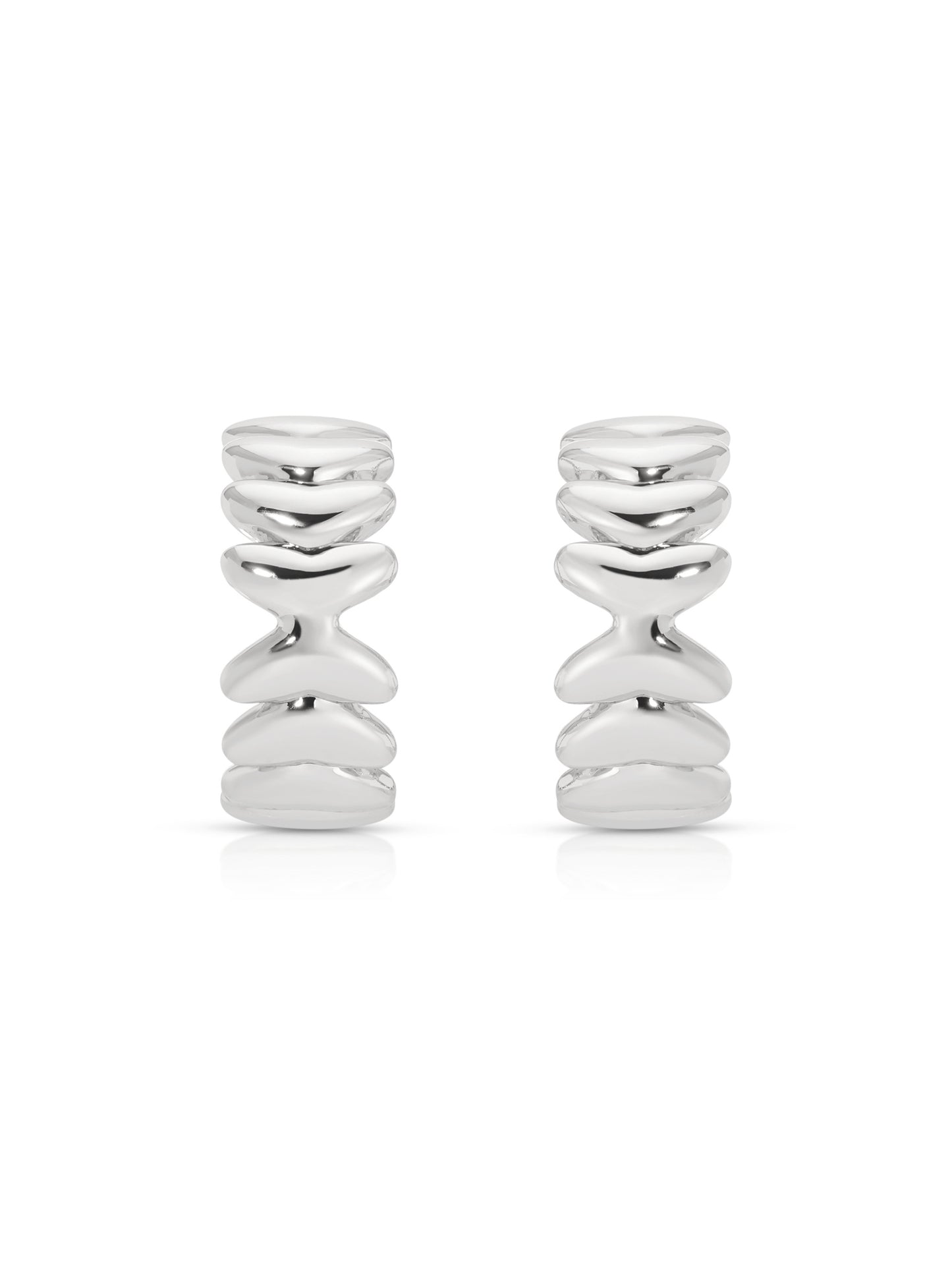 Small Metal Moderna Hoops Silver Plated