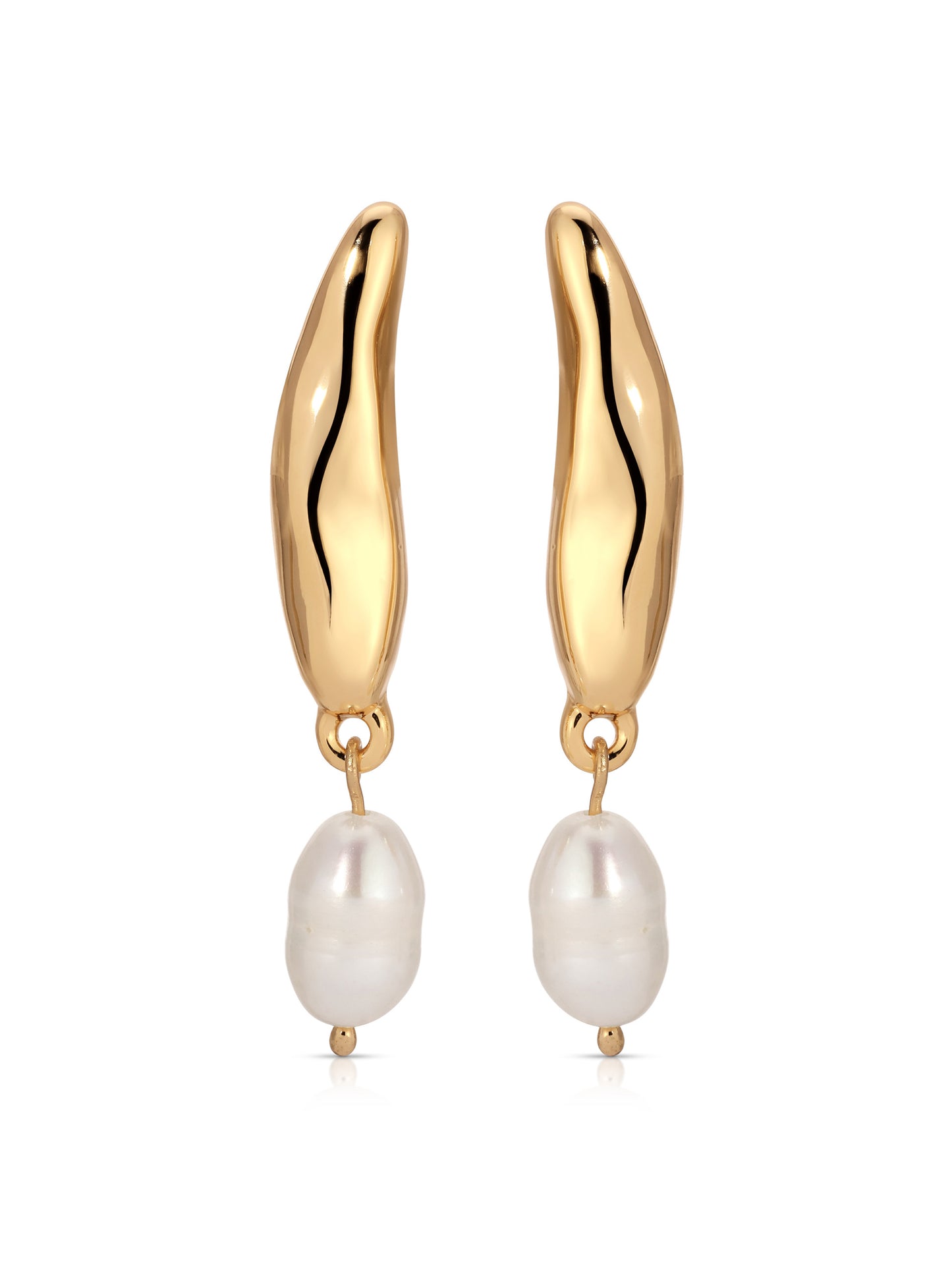 Liquid Luxe Pearl Earrings Pearl with 18k Gold Plating