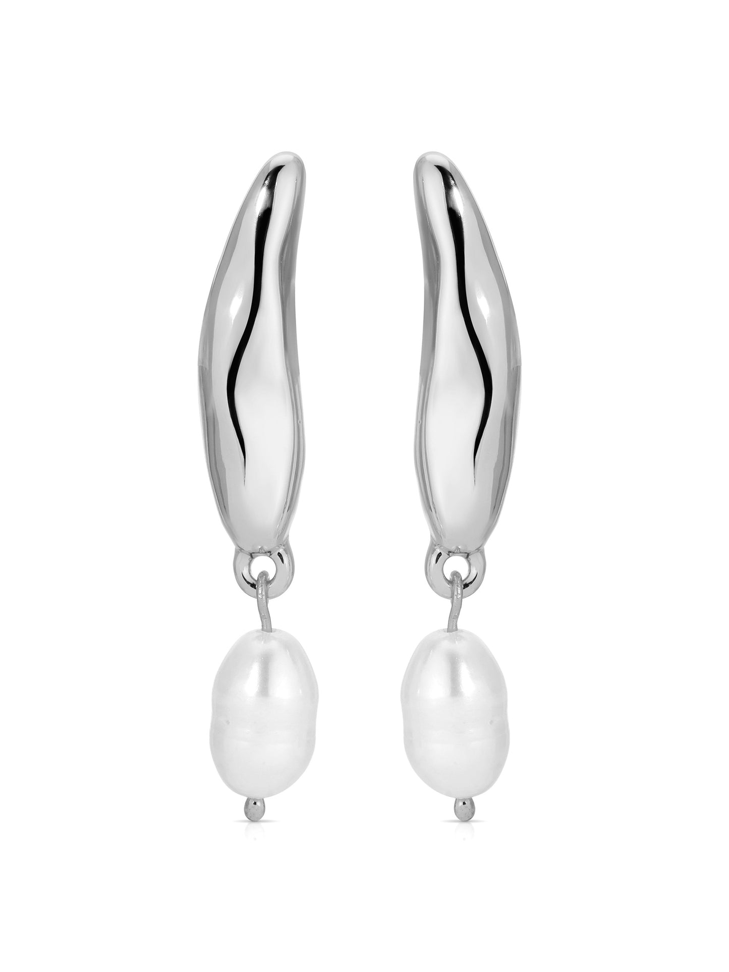 Liquid Luxe Pearl Earrings Pearl with Silver Plating 2