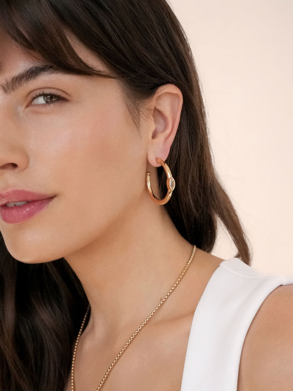 Medium Marquise Crystal Hoops Second