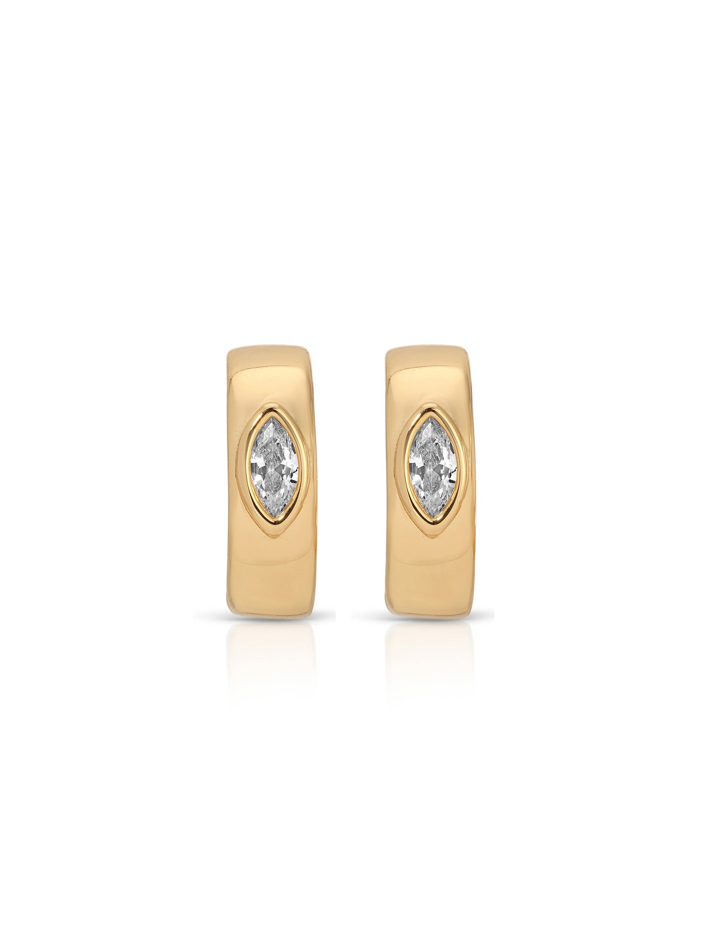 Small Marquise Crystal Hoops Clear Crystal with 18k Gold Plating 2