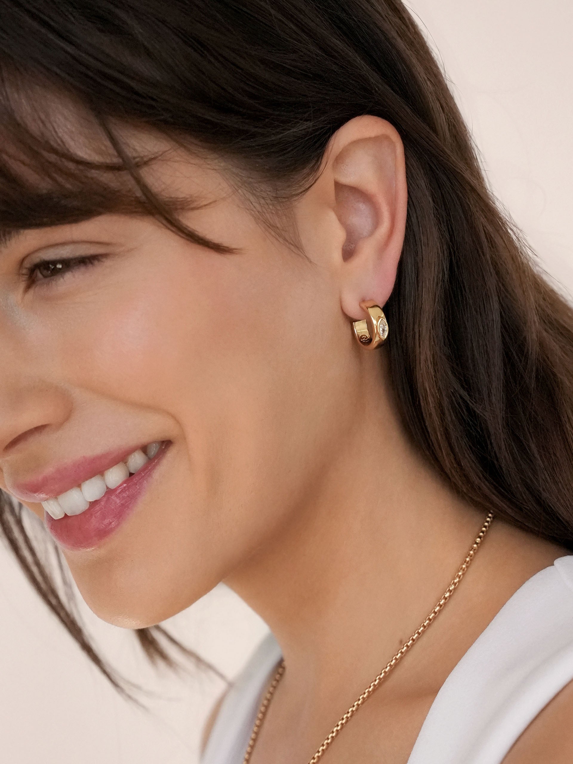 Small Marquise Crystal Hoops Clear Crystal with 18k Gold Plating model 2