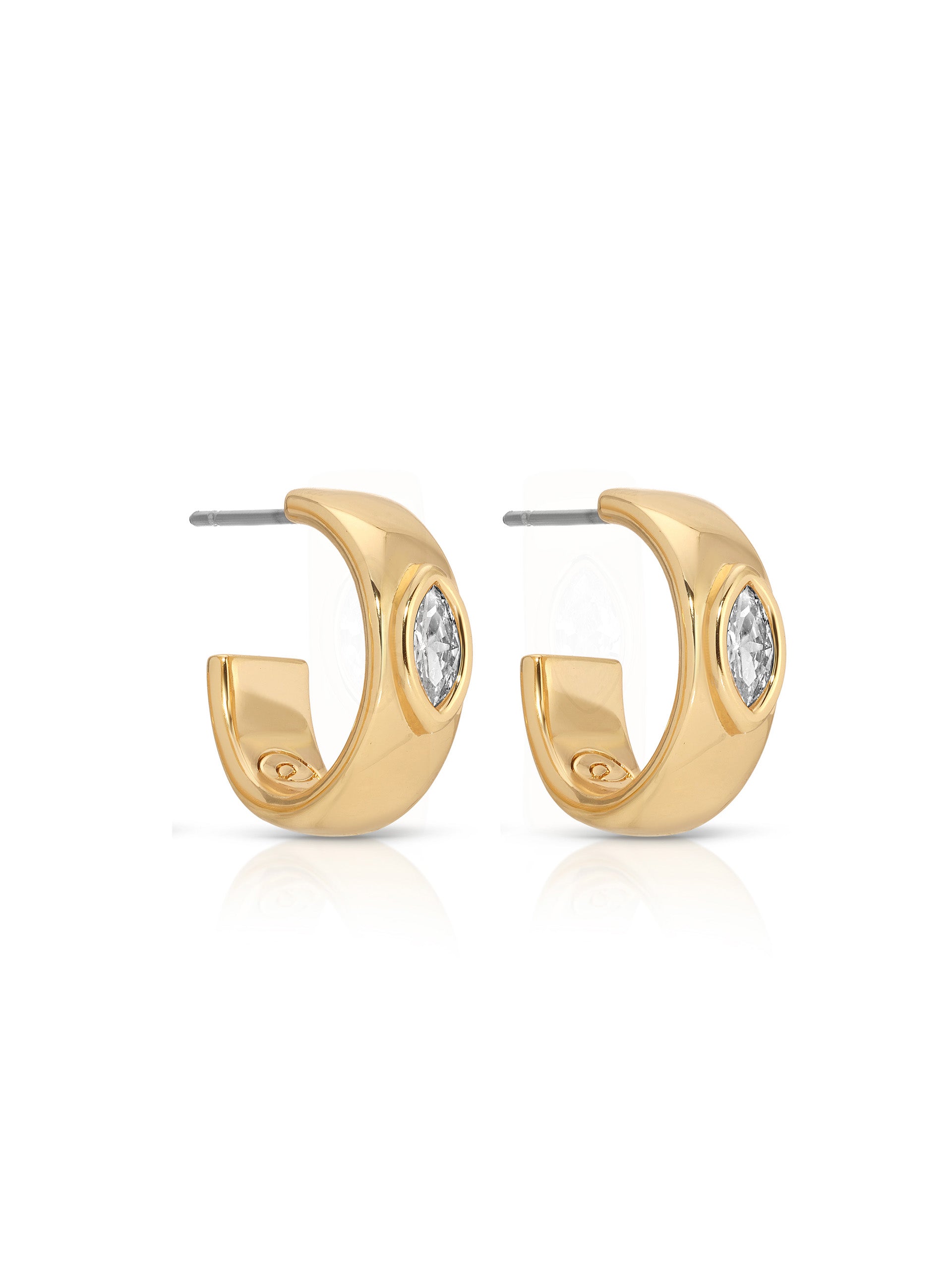 Small Marquise Crystal Hoops Clear Crystal with 18k Gold Plating 3