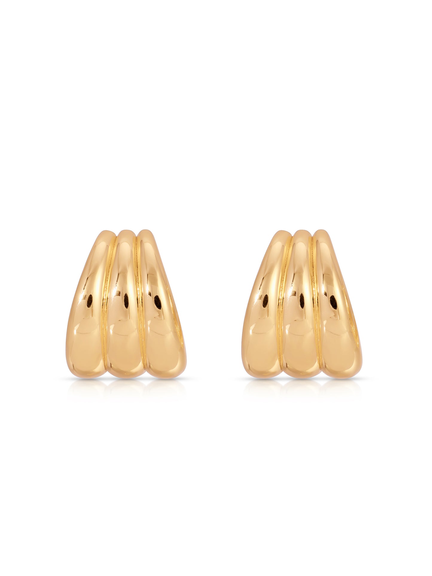 Triple Ribbed Hoops 18k Gold Plated 2