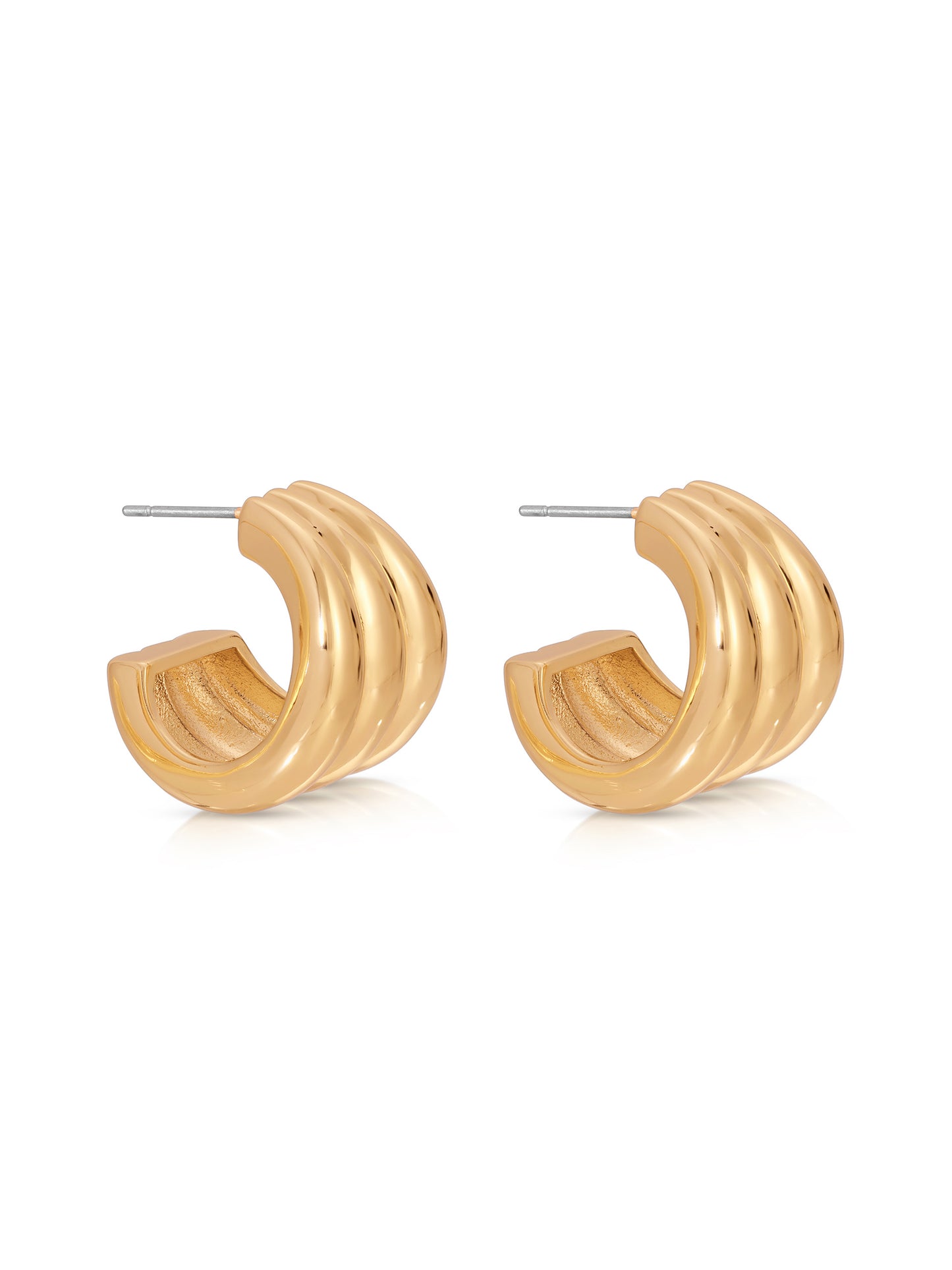 Triple Ribbed Hoops 18k Gold Plated 3