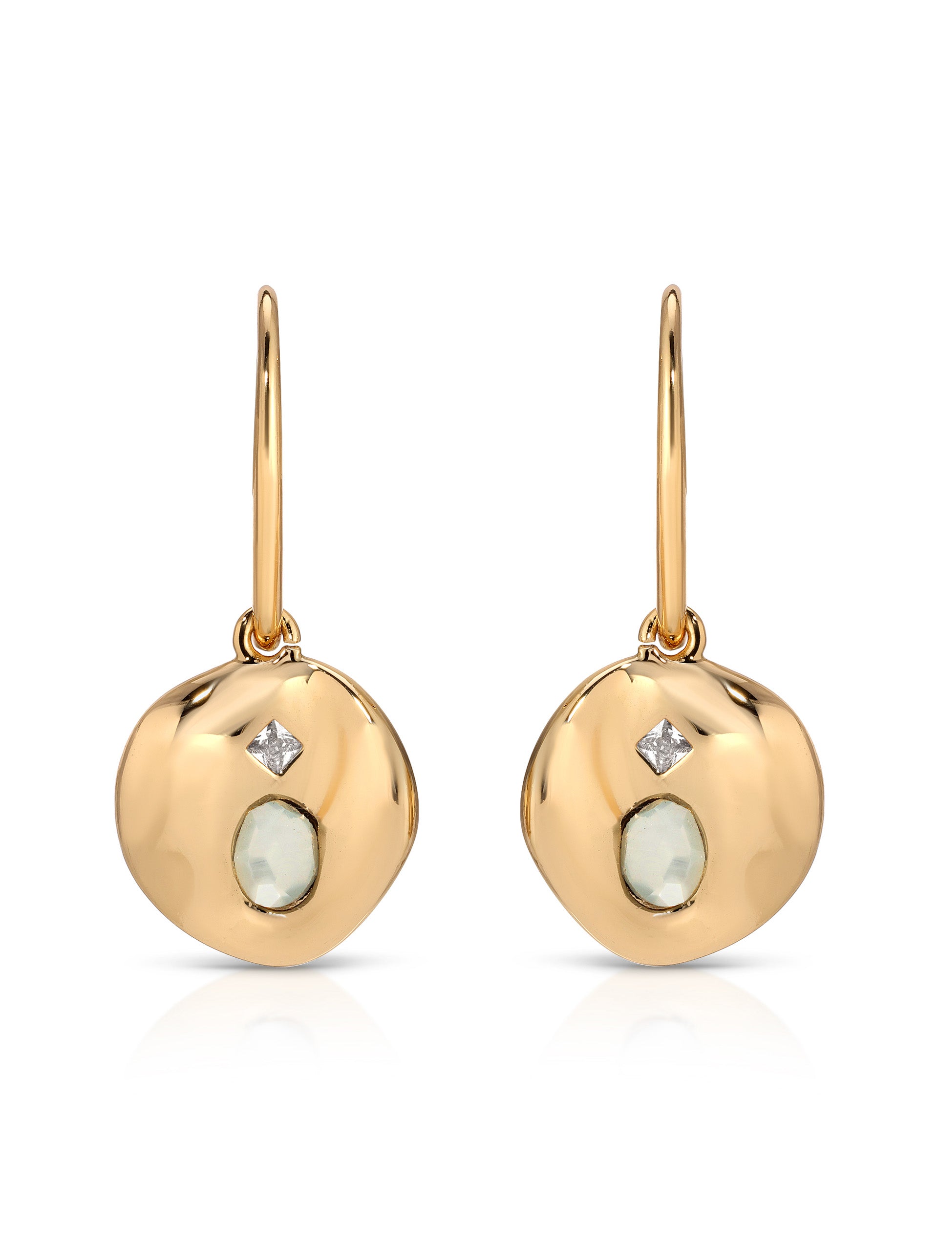 Sea Siren Earrings Seafoam Stone with 18k Gold Plating 2