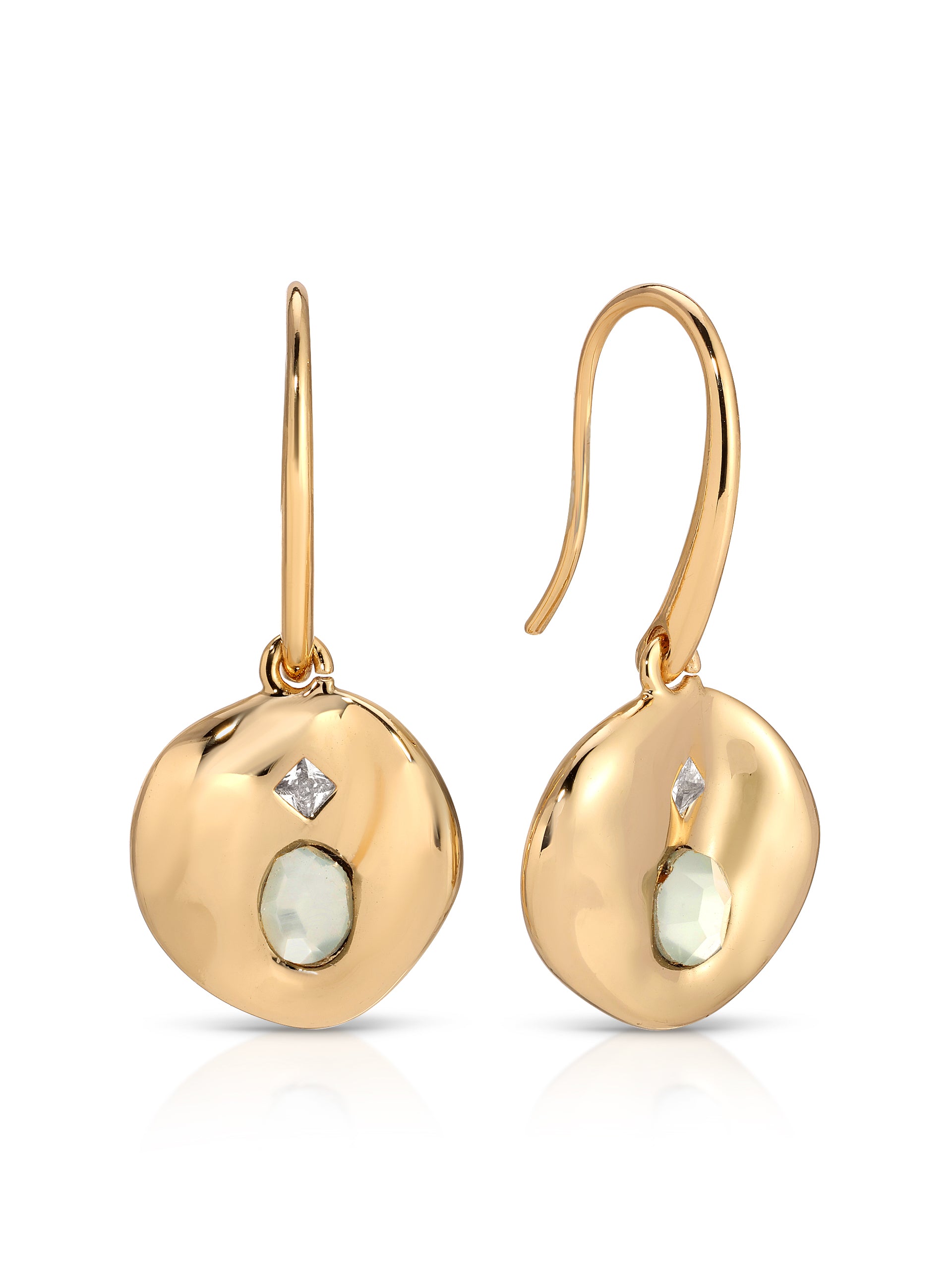 Sea Siren Earrings Seafoam Stone with 18k Gold Plating
