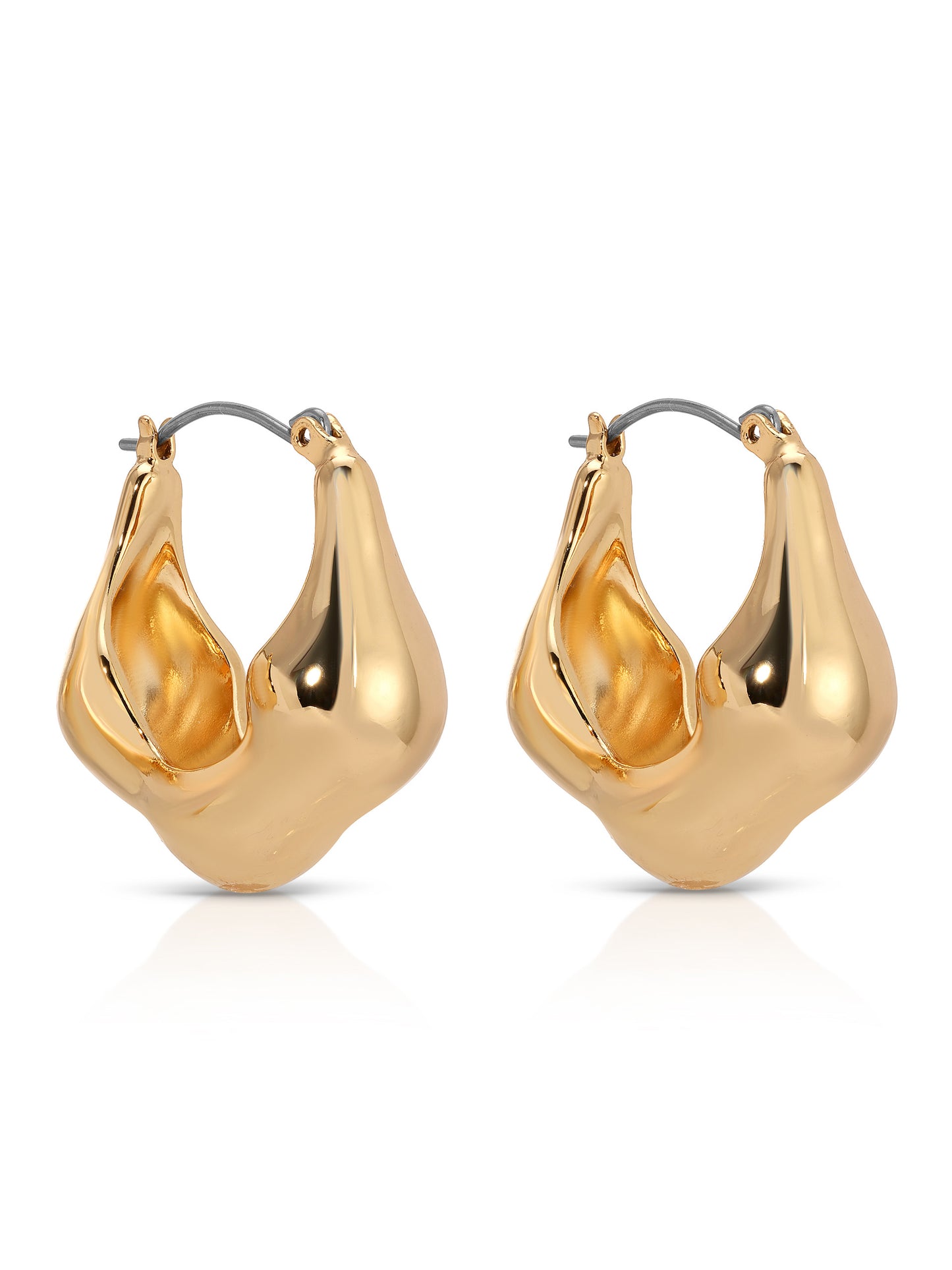 Molten Metal Hoop Earrings 18k Gold Plated 3