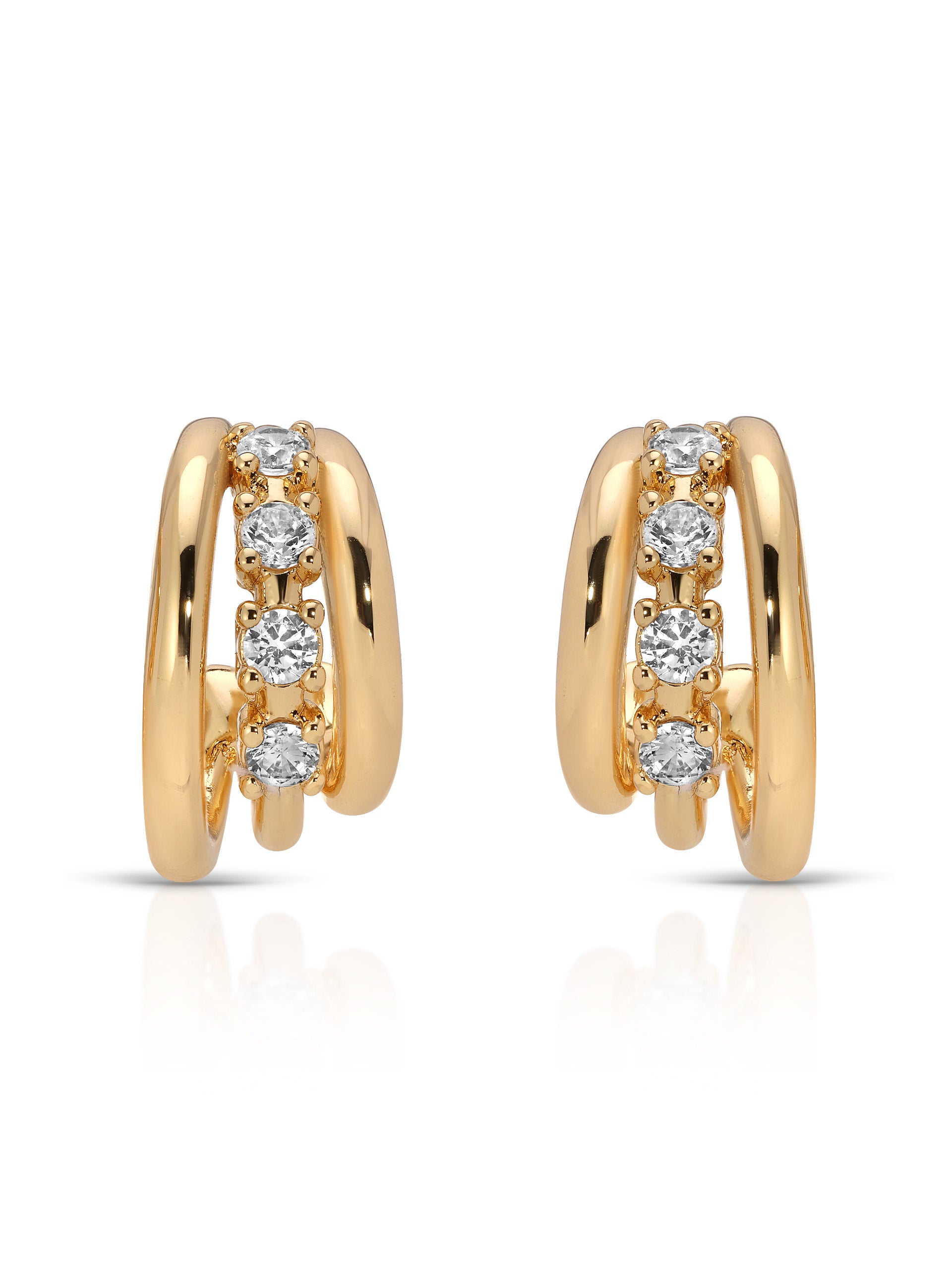 Mini Gleam Hoops Clear Crystal with 18k Gold Plating 2