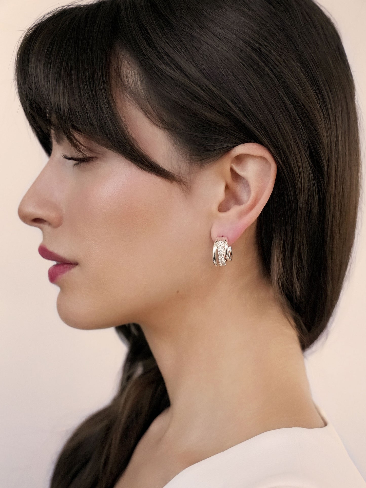 Mini Gleam Hoops Clear Crystal with Silver Plating model 2
