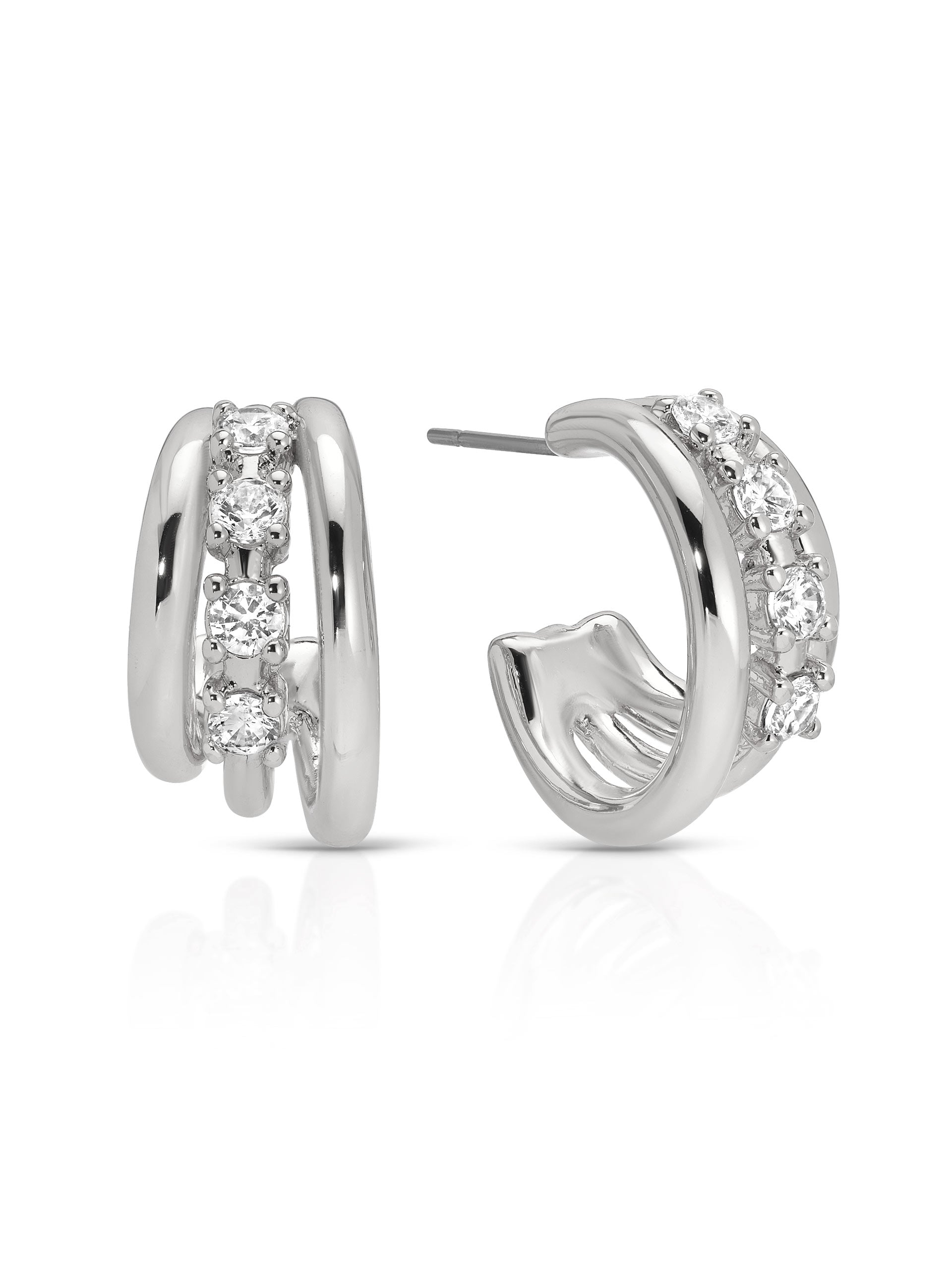 Mini Gleam Hoops Clear Crystal with Silver Plating 2