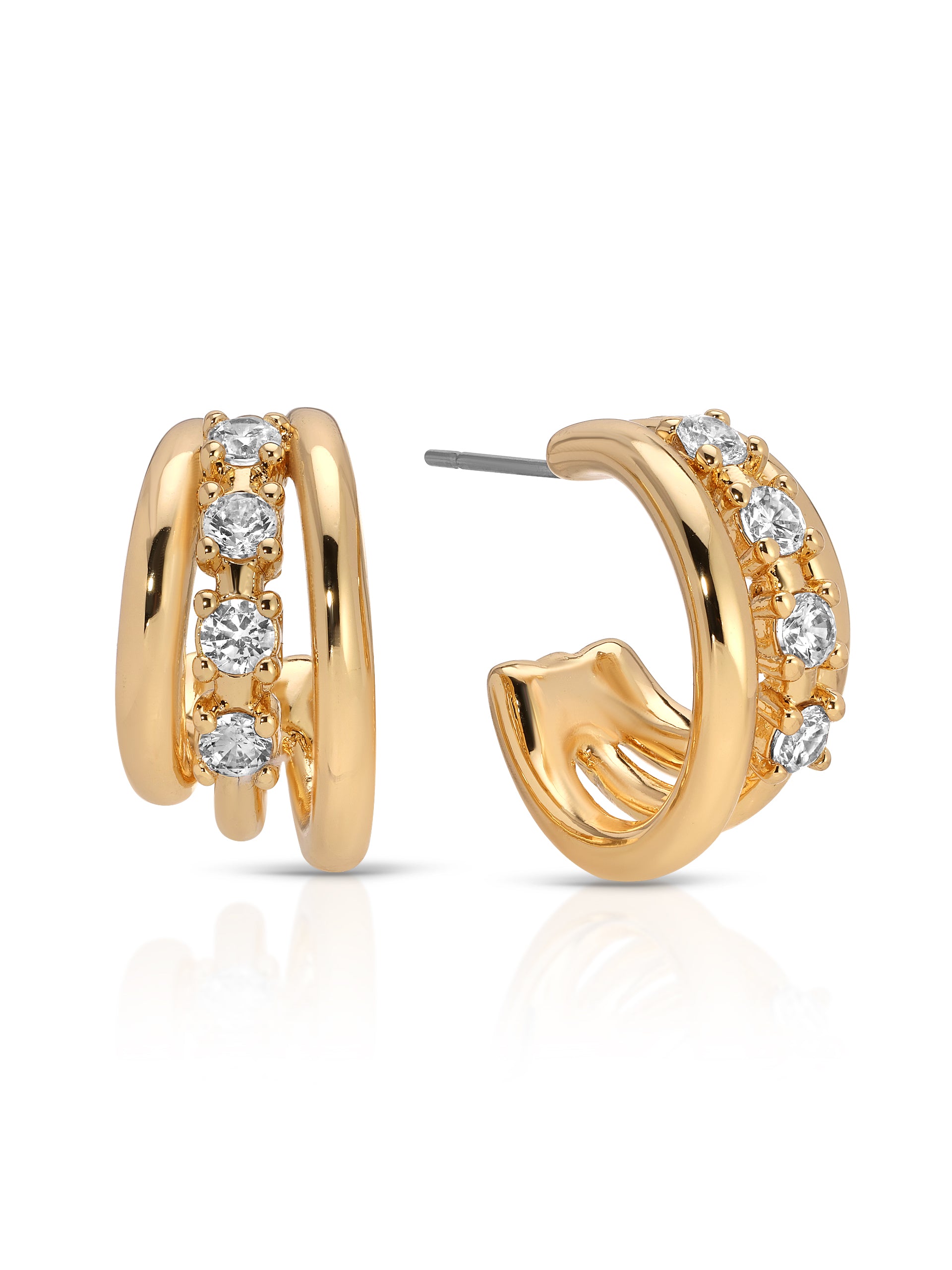 Mini Gleam Hoops Clear Crystal with 18k Gold Plating