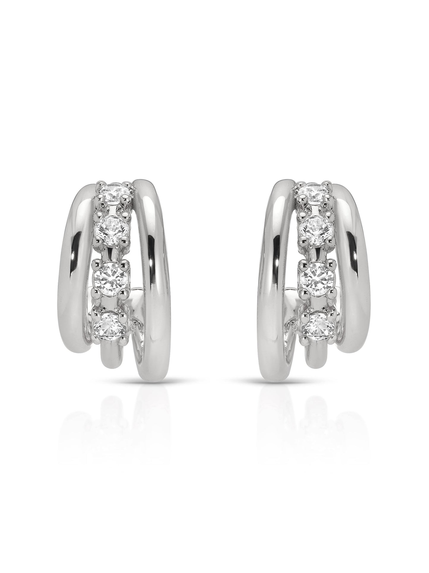 Mini Gleam Hoops Clear Crystal with Silver Plating