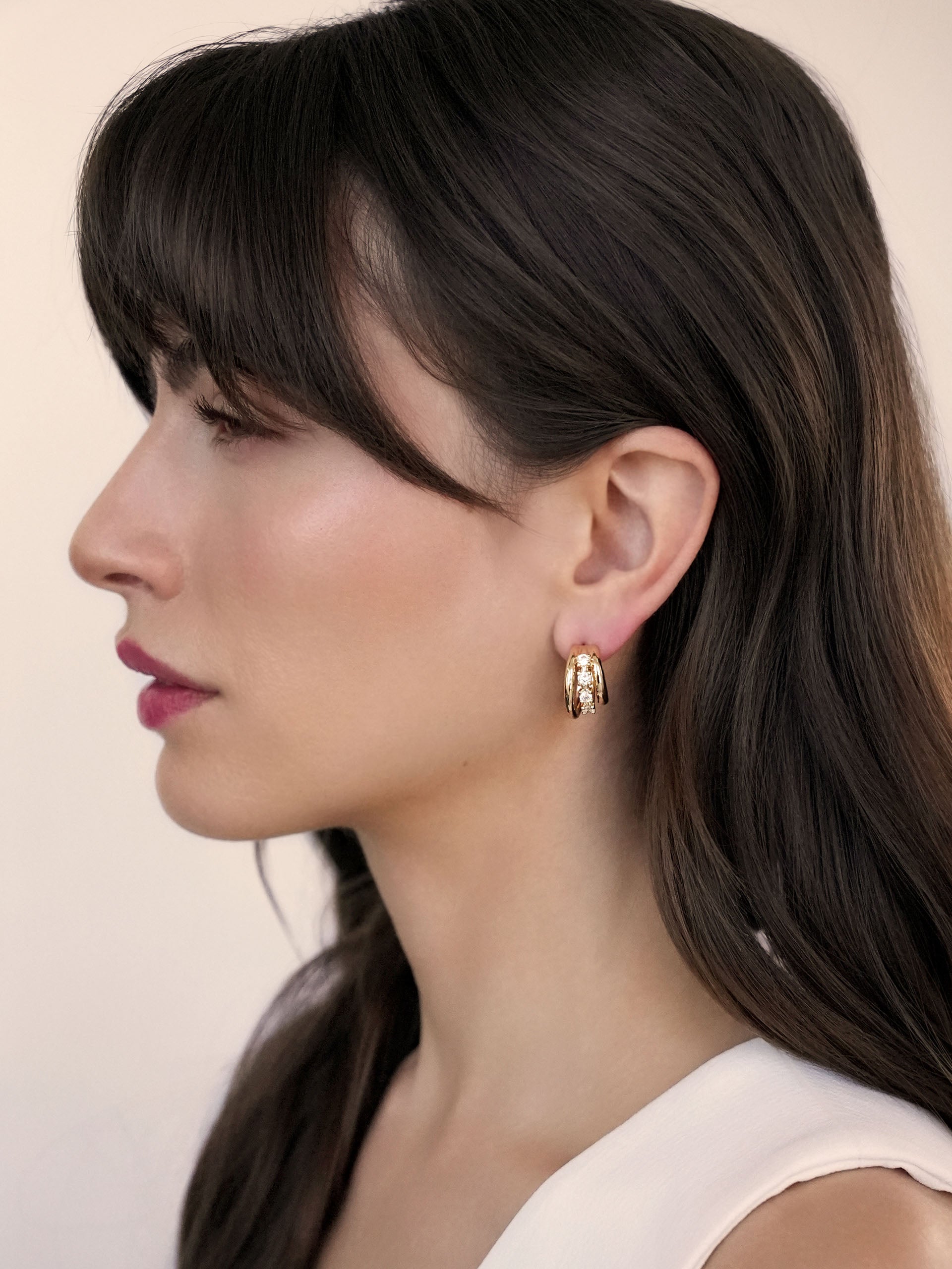 Mini Gleam Hoops Clear Crystal with 18k Gold Plating model 2