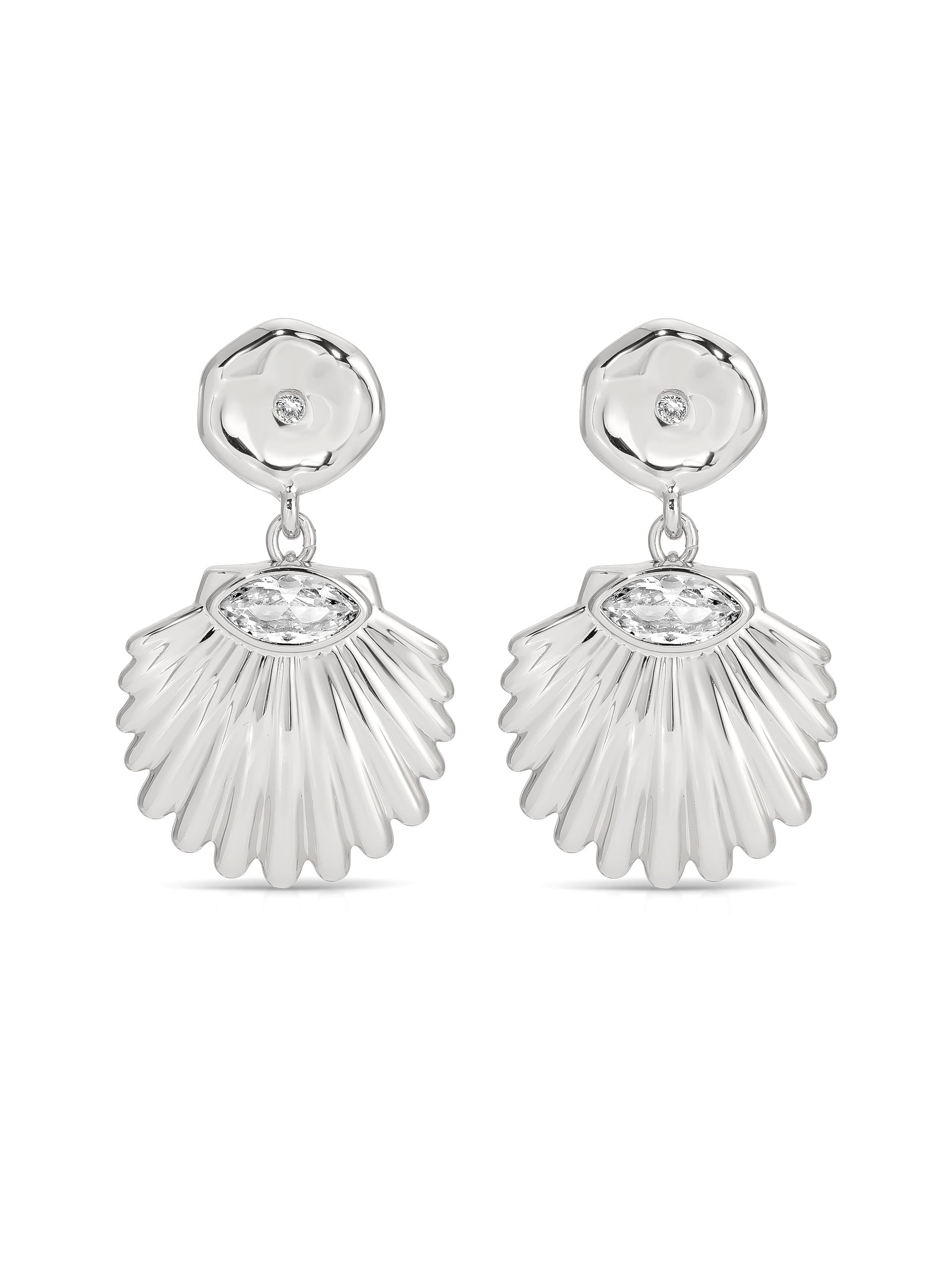 Santorini Shell Drop Earrings rhodium