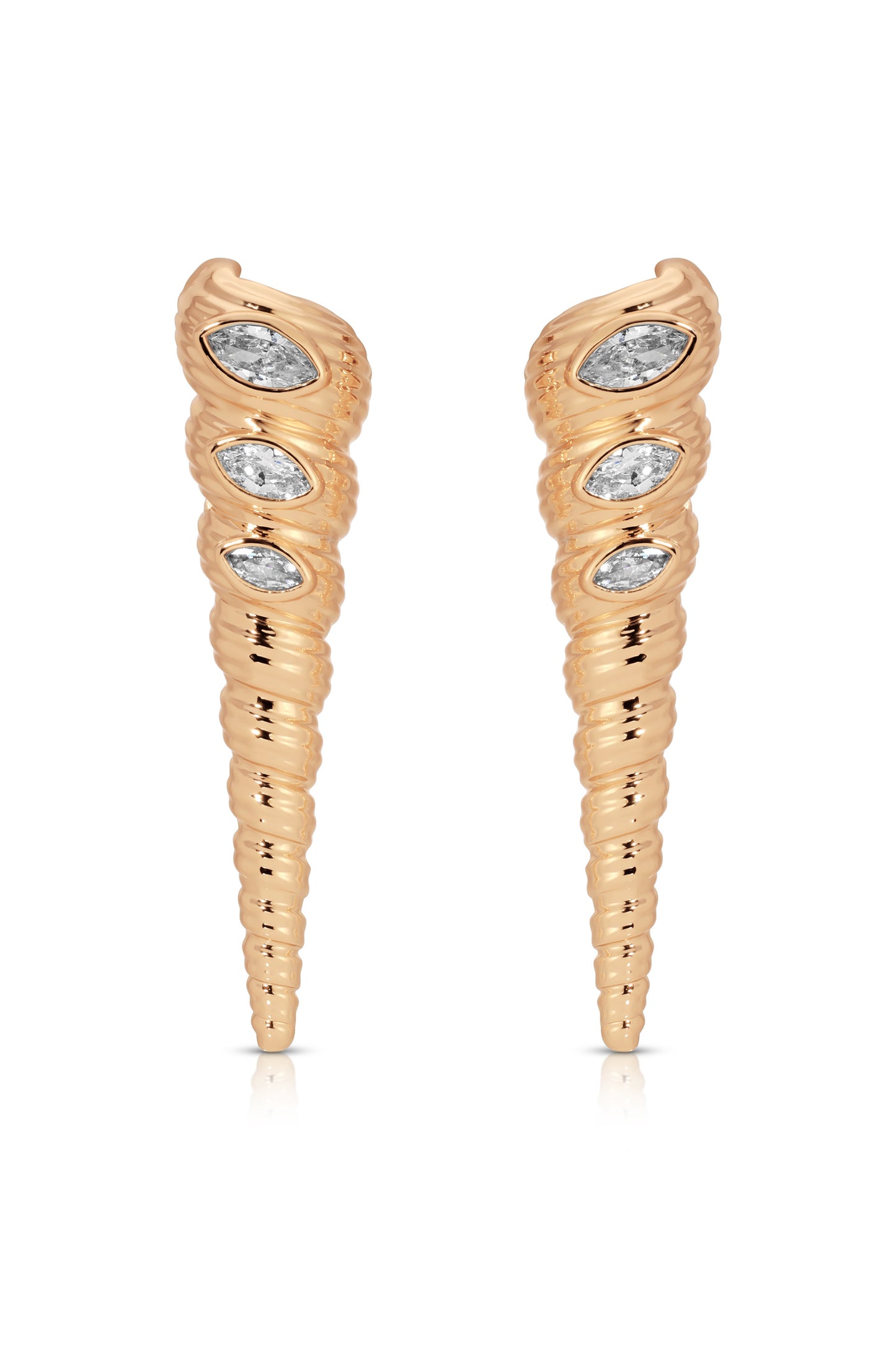 Capri Shell Earrings Clear Crystal with 18k Gold Plating