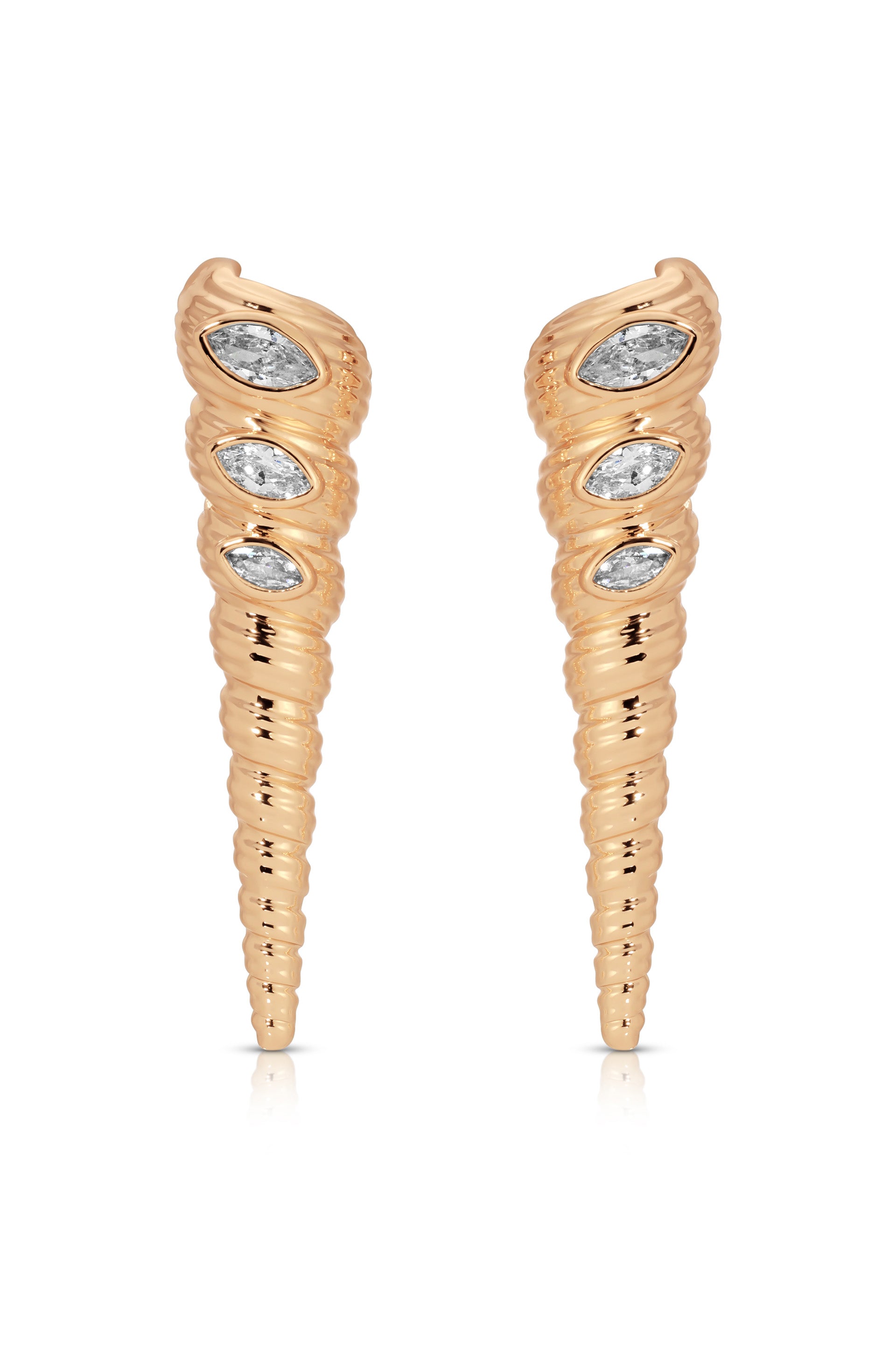 Capri Shell Earrings Clear Crystal with 18k Gold Plating
