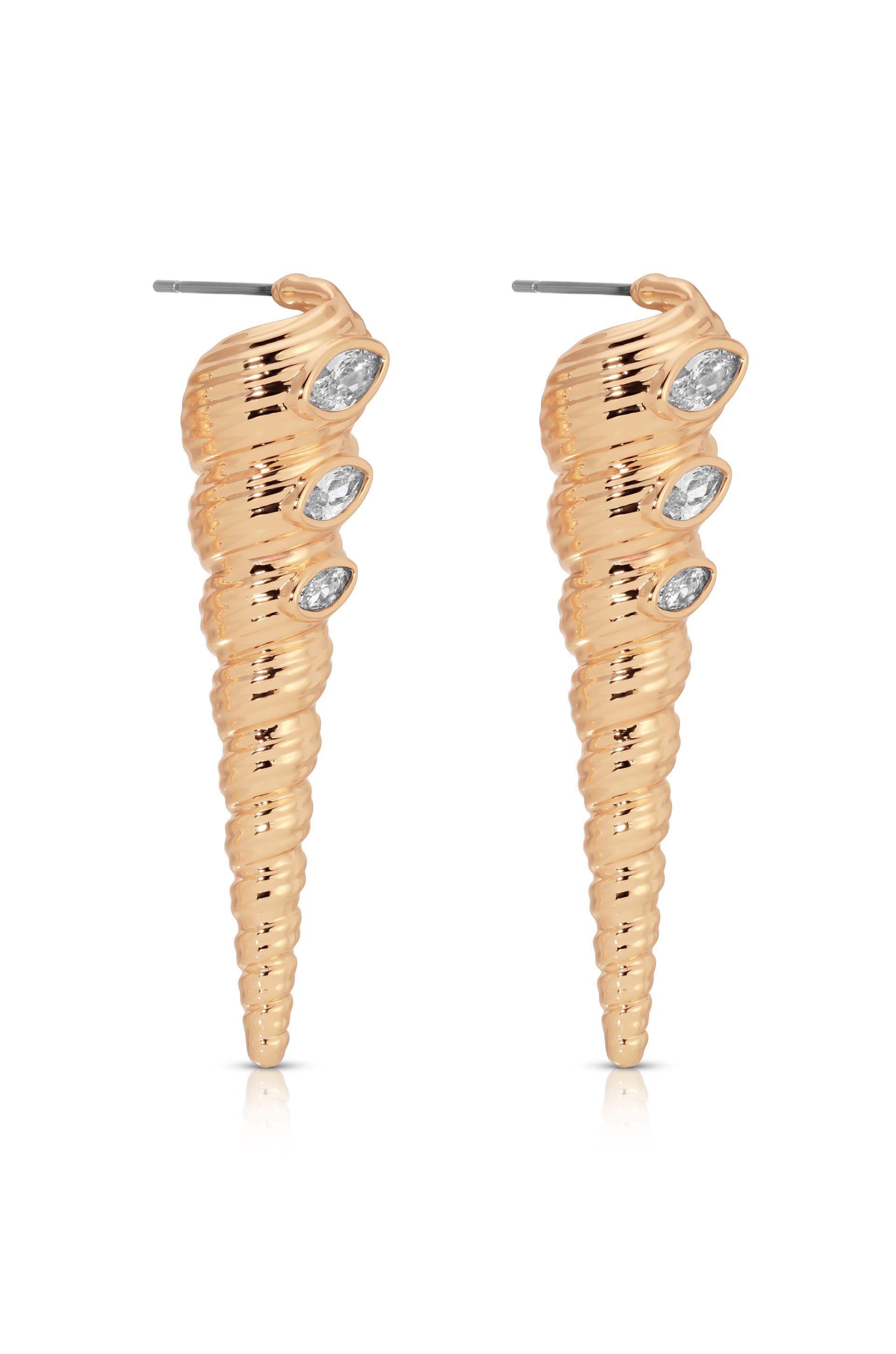 Capri Shell Earrings Clear Crystal with 18k Gold Plating 2