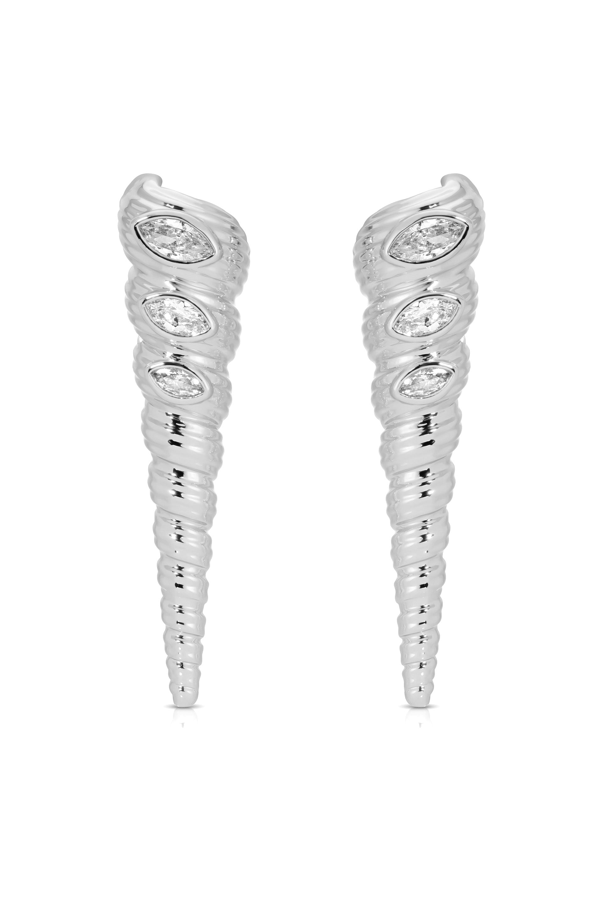Capri Shell Earrings Clear Crystal with Silver Plating 2