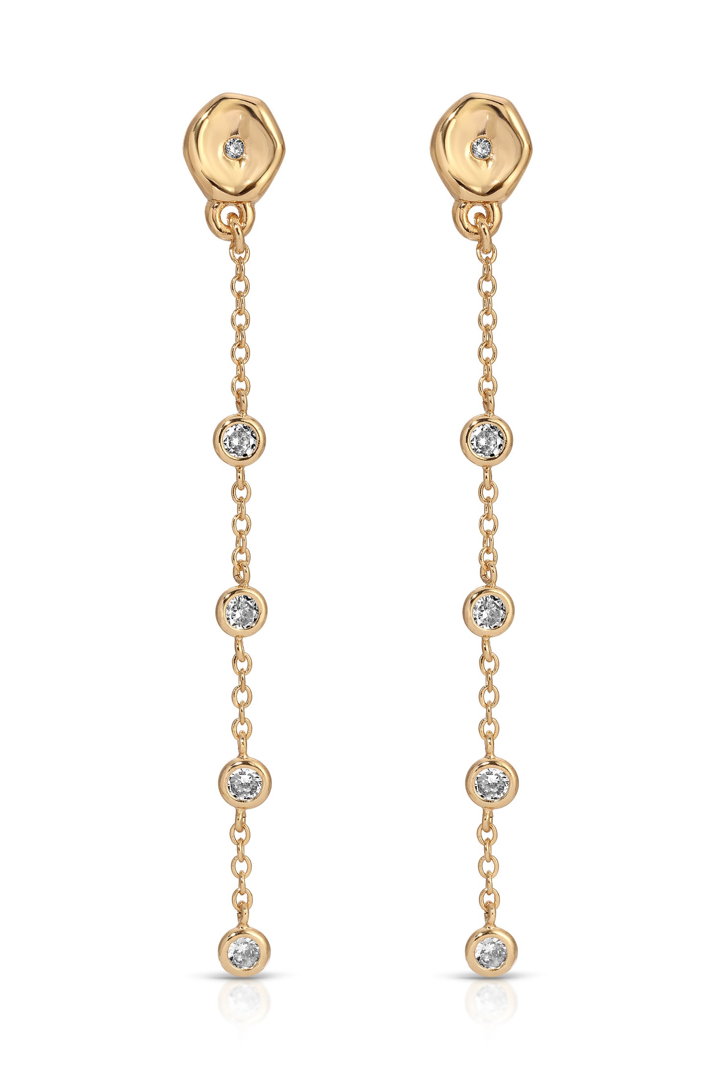 Dainty Dream Drop Earrings Clear Crystal with 18k Gold Plating