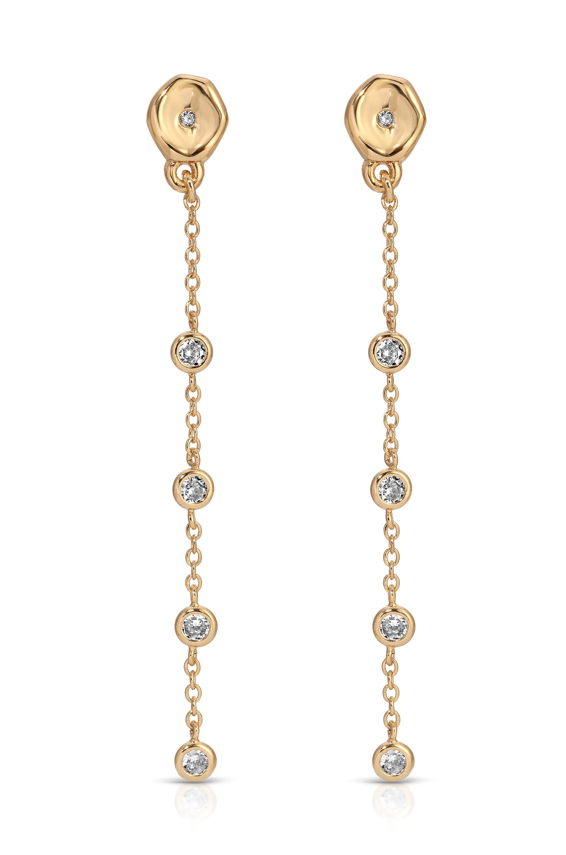 Dainty Dream Drop Earrings Clear Crystal with 18k Gold Plating
