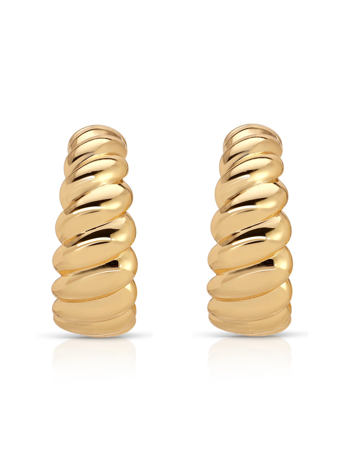 Modern Ribbed Hoops 18k Gold Plated 2