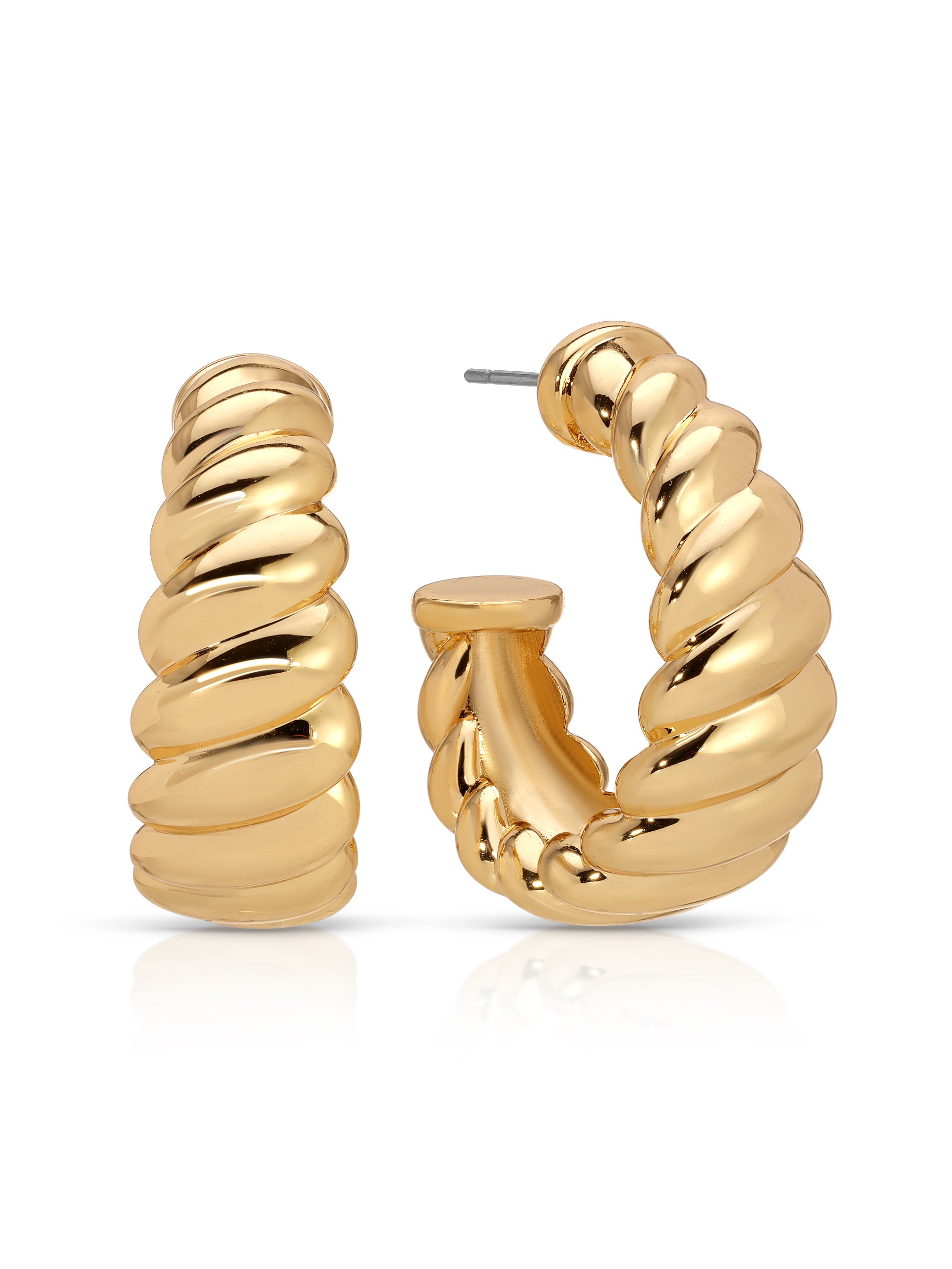 Modern Ribbed Hoops 18k Gold Plated