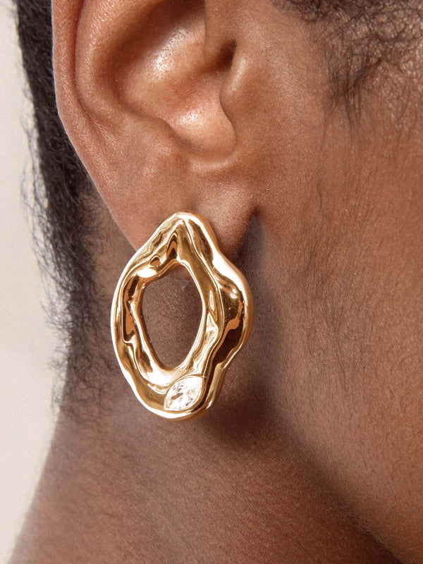 Melting Metal Crystal Earrings Second