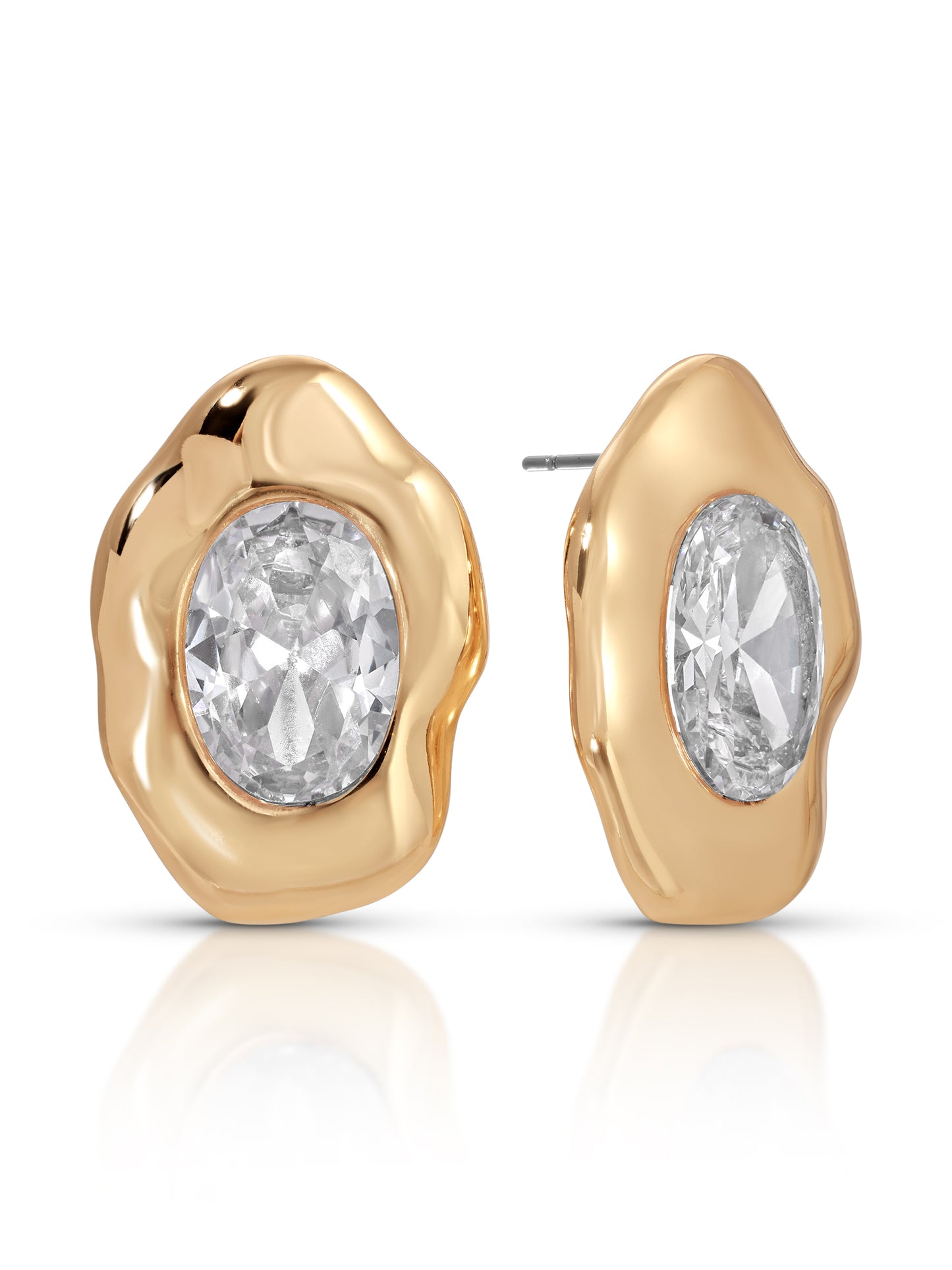 Molten Glow Crystal Studs Clear Crystal with 18k Gold Plating 3