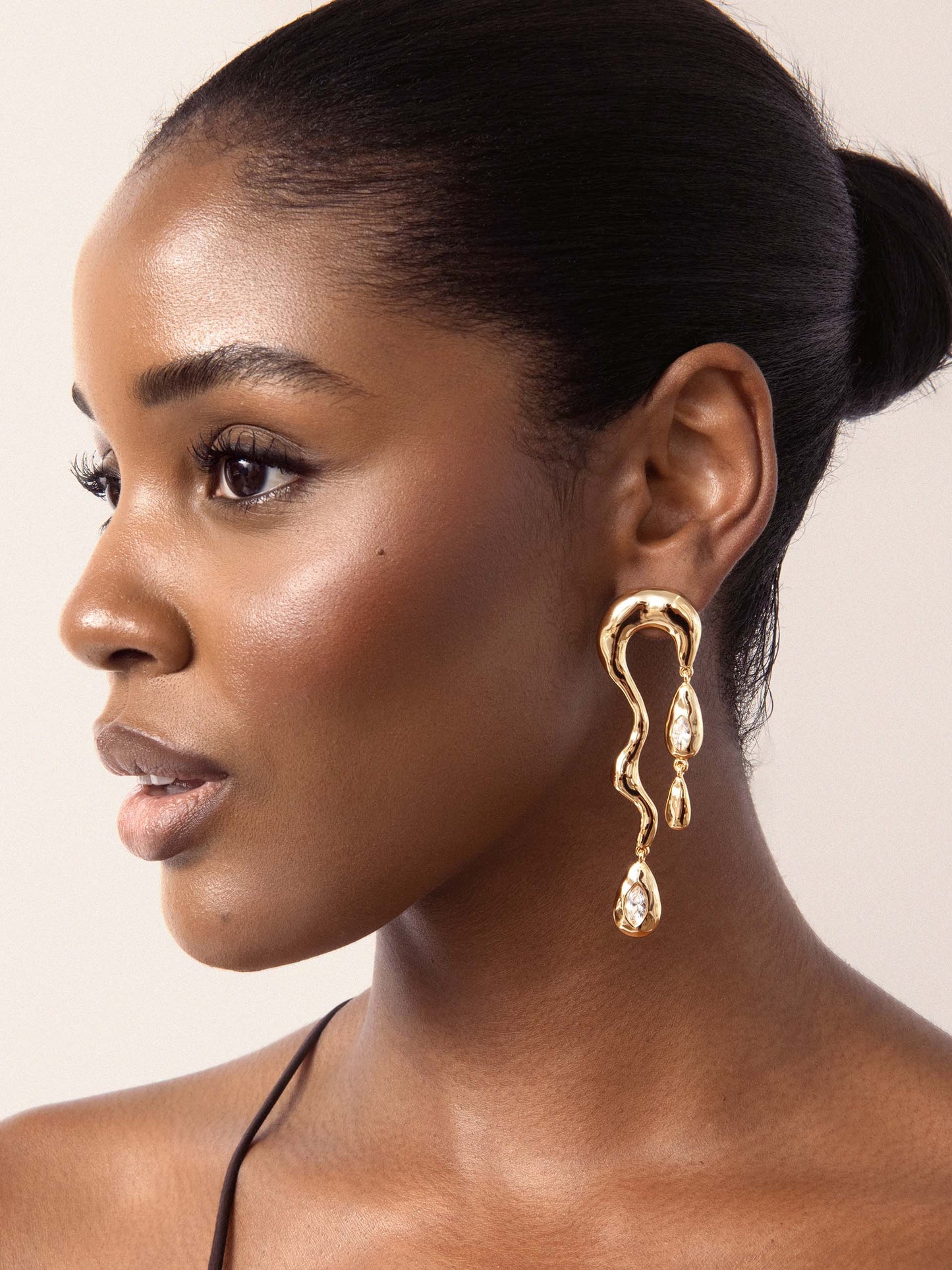 Melting Metal Dangle Earrings 18k Gold Plated model 4