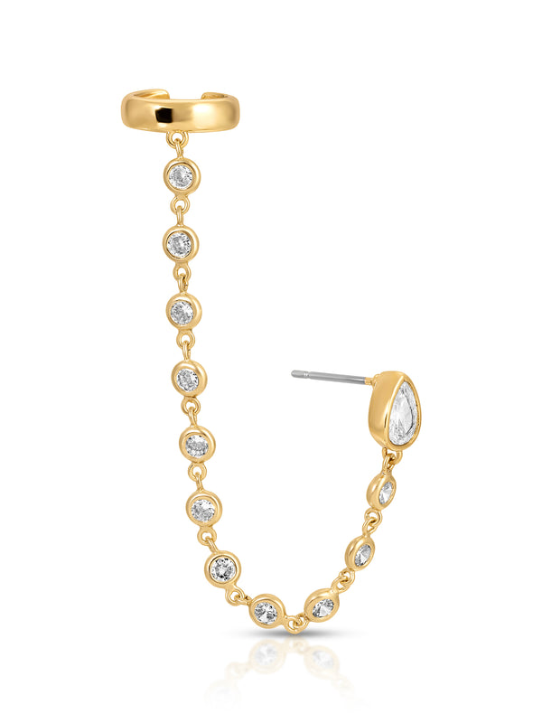 Ear Cuff Crystal Chain Stud