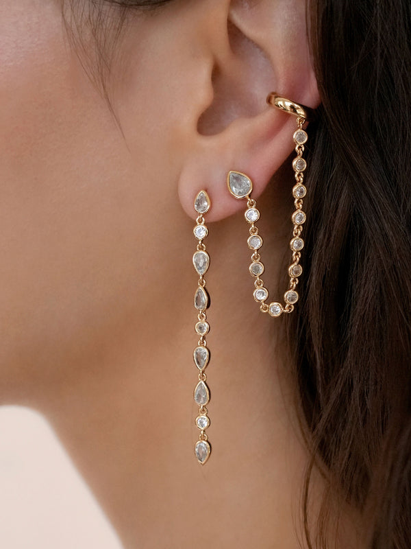 Ear Cuff Crystal Chain Stud Second