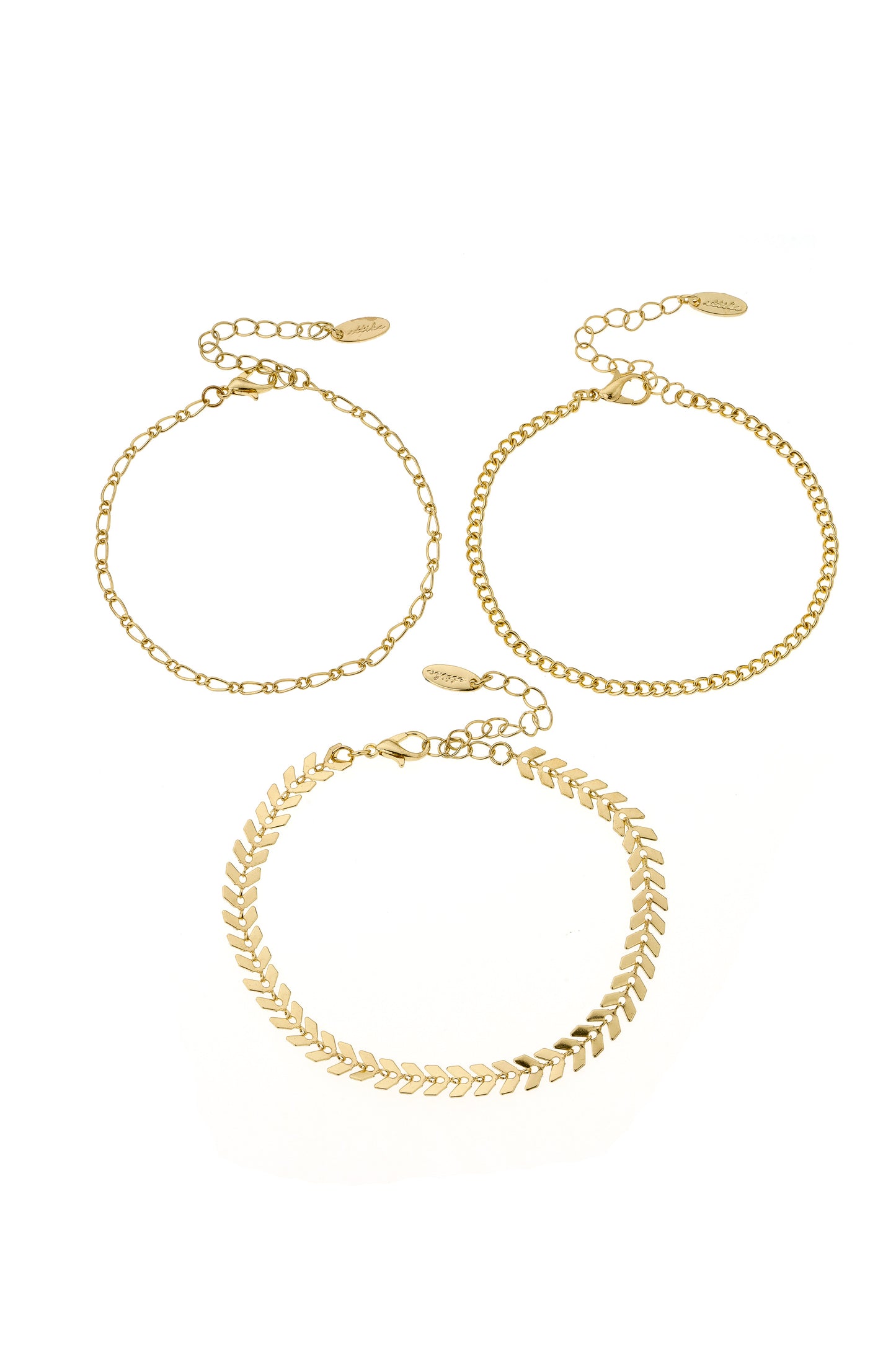 Simple Chains 18k Gold Plated Bracelet Set
