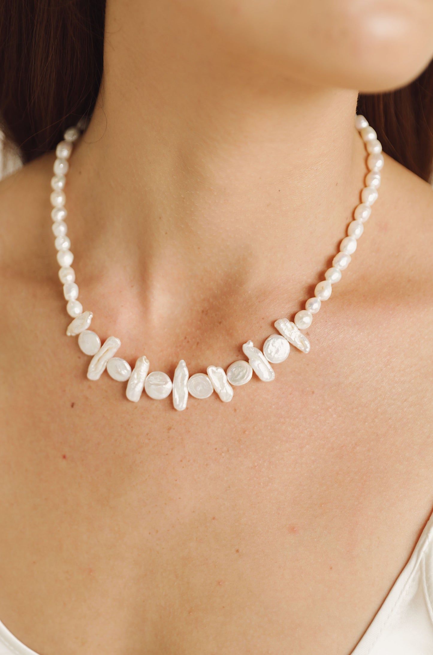 Coastal Views Freshwater Pearl Necklace on model