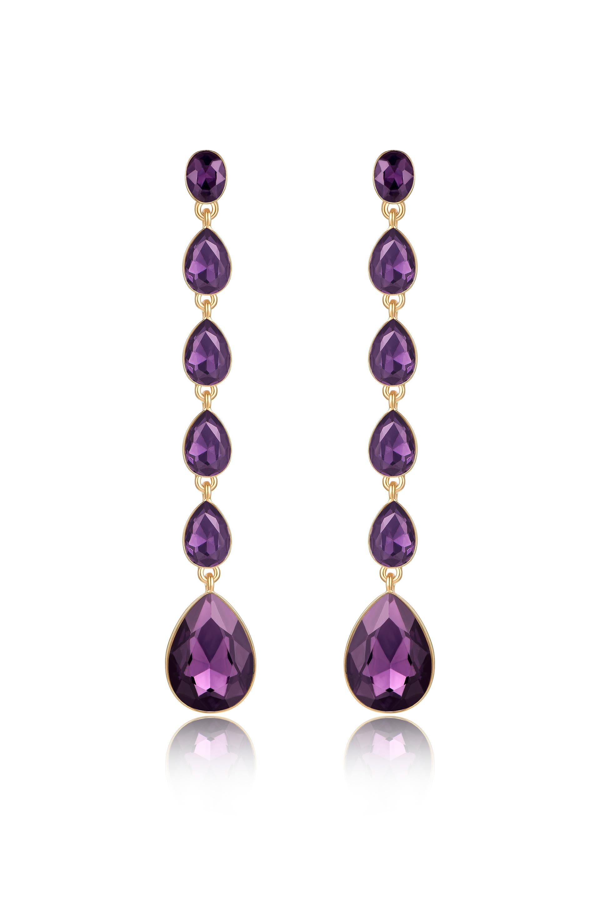 Crystallized Drop Earrings in amethyst