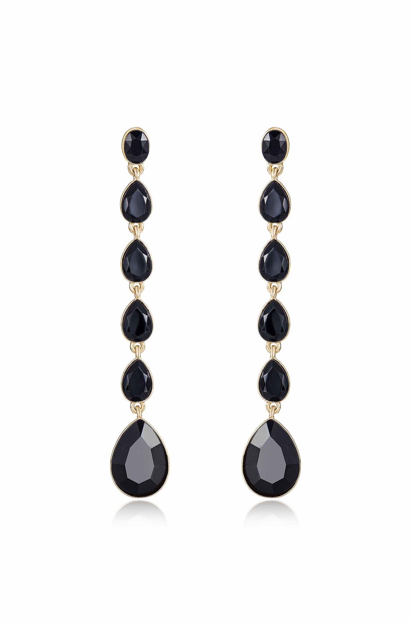 Crystallized Drop Earrings in black