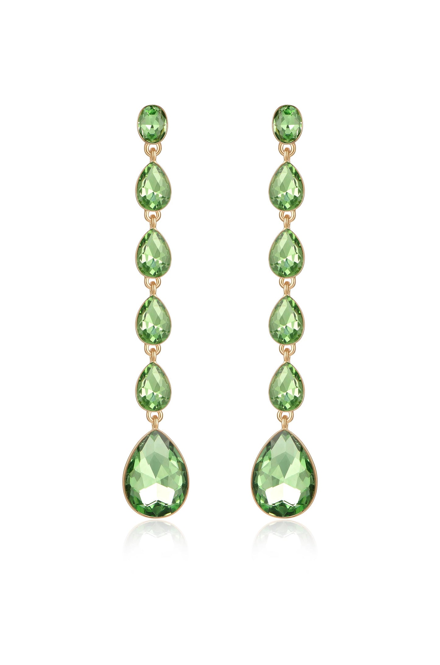Crystallized Drop Earrings in apple green