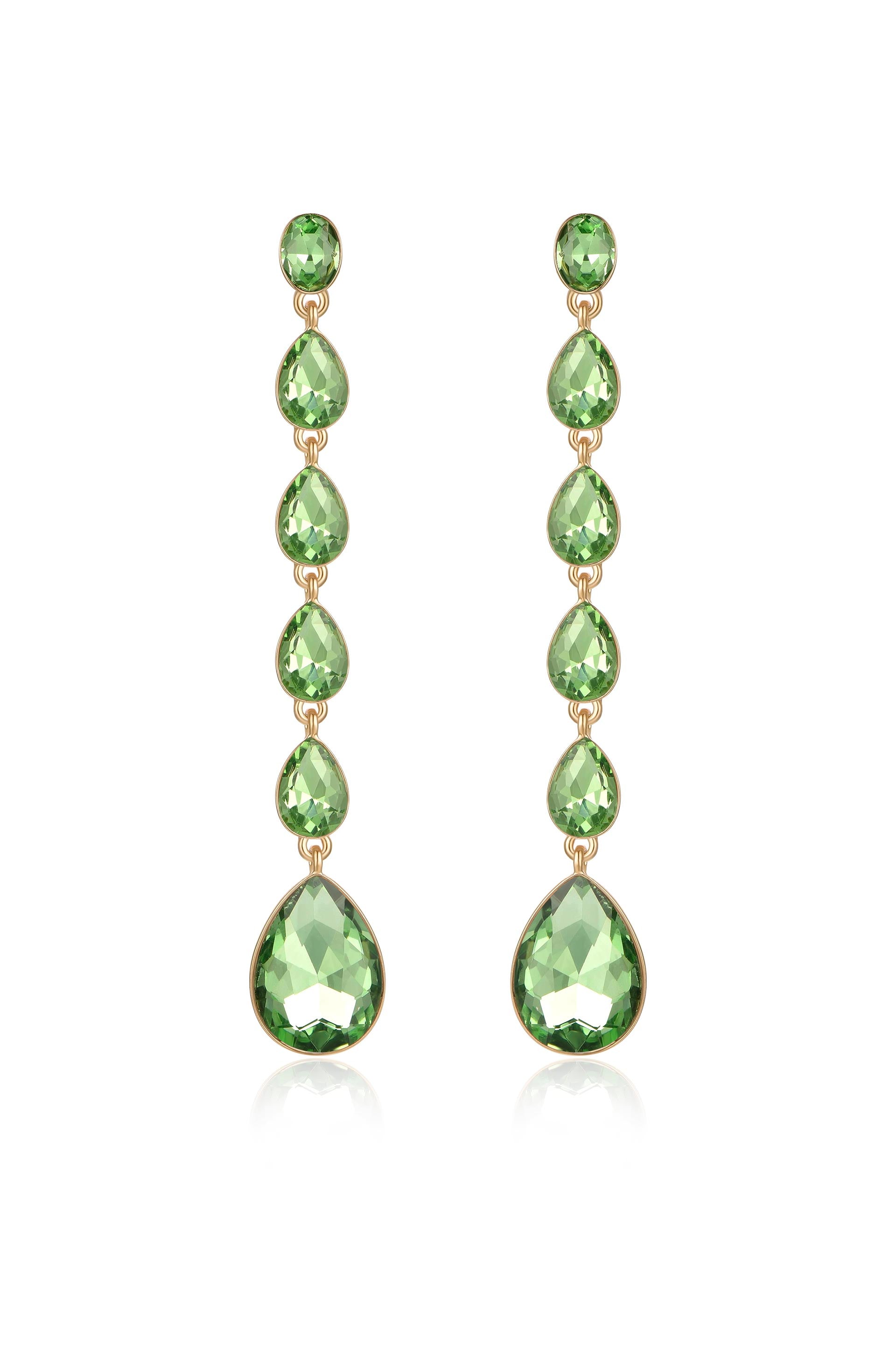 Crystallized Drop Earrings in apple green