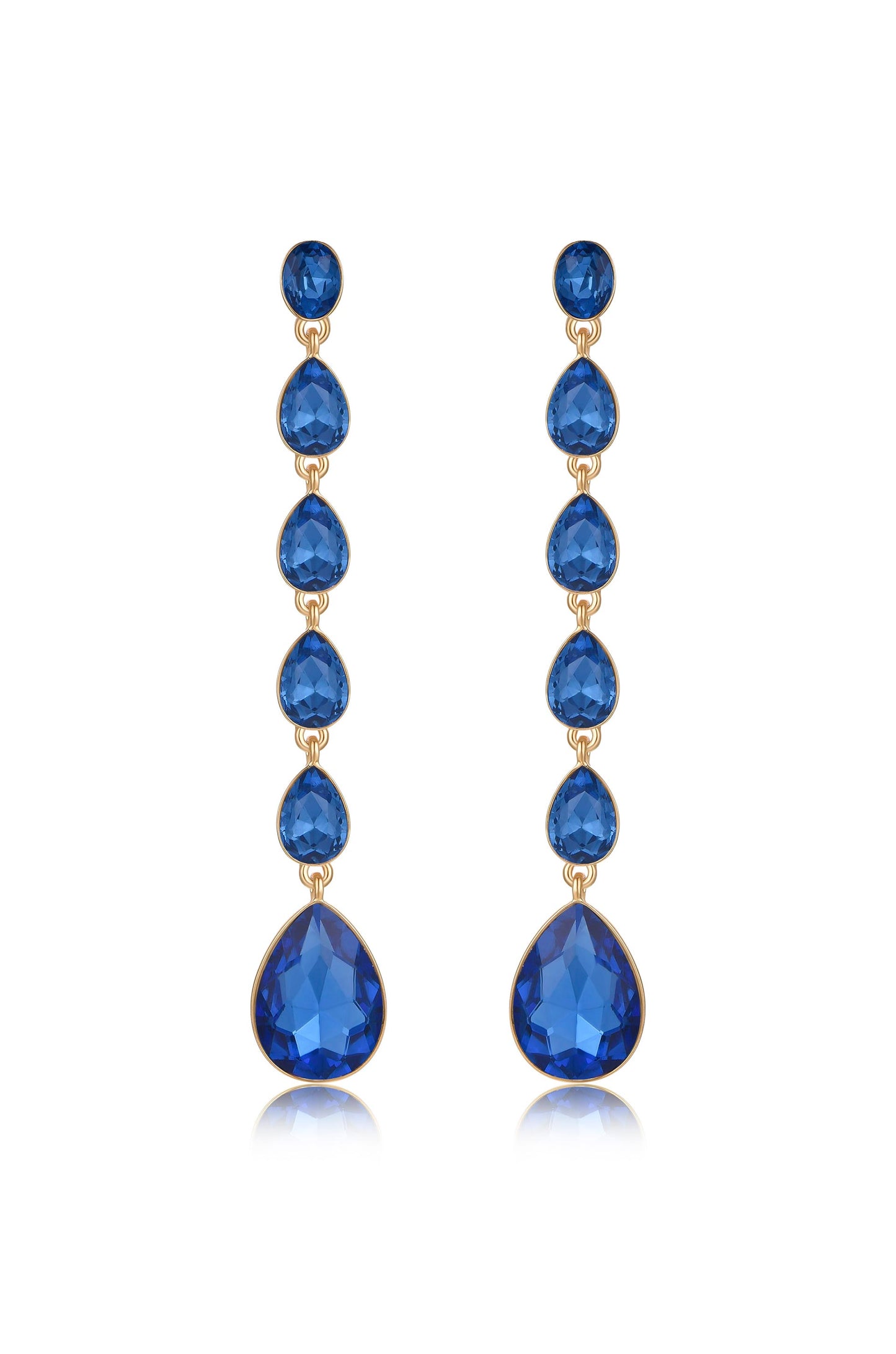 Crystallized Drop Earrings in sapphire