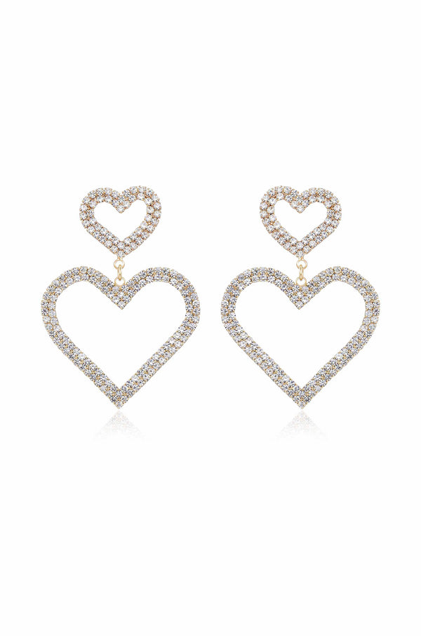 Double Trouble Heart Crystal Earrings
