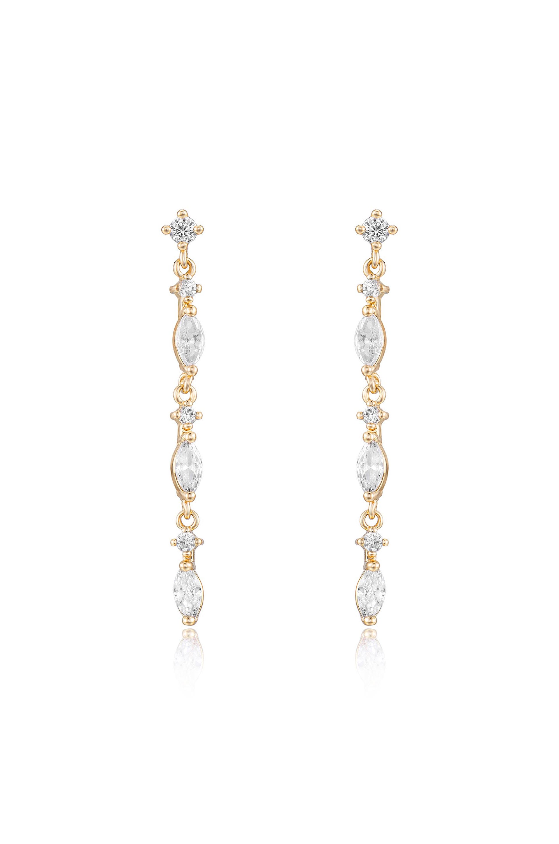 Dainty Linear Crystal Drop Earrings