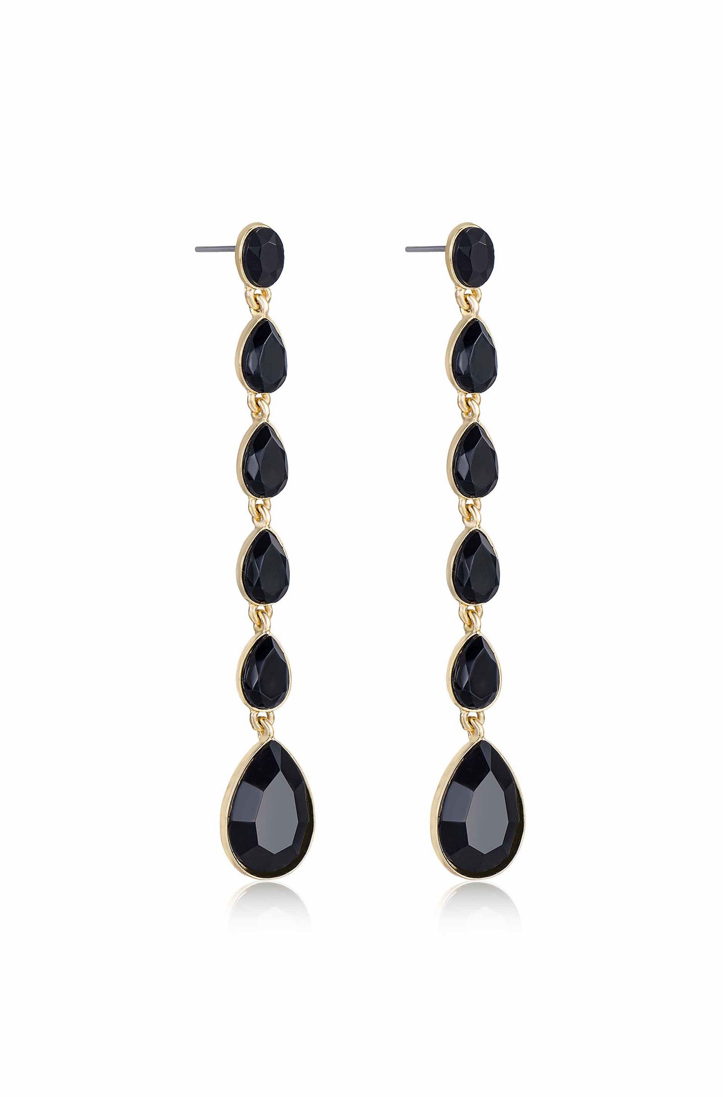 Crystallized Drop 18k Gold Plated Earrings in black side